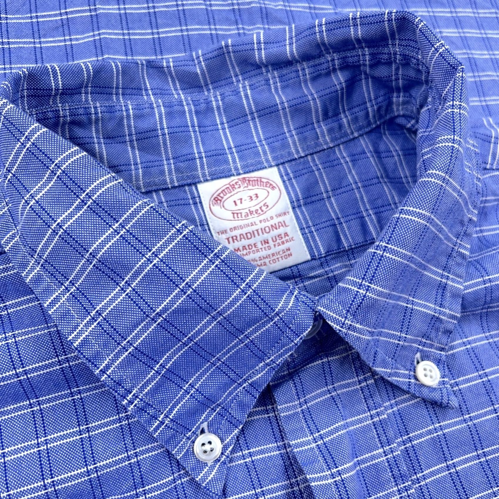 Brooks Brothers Brooks Brothers Shirt Men XL Blue Check Button-Up Oxford Cloth Made In USA Size US XL / EU 56 / 4 - 3 Thumbnail