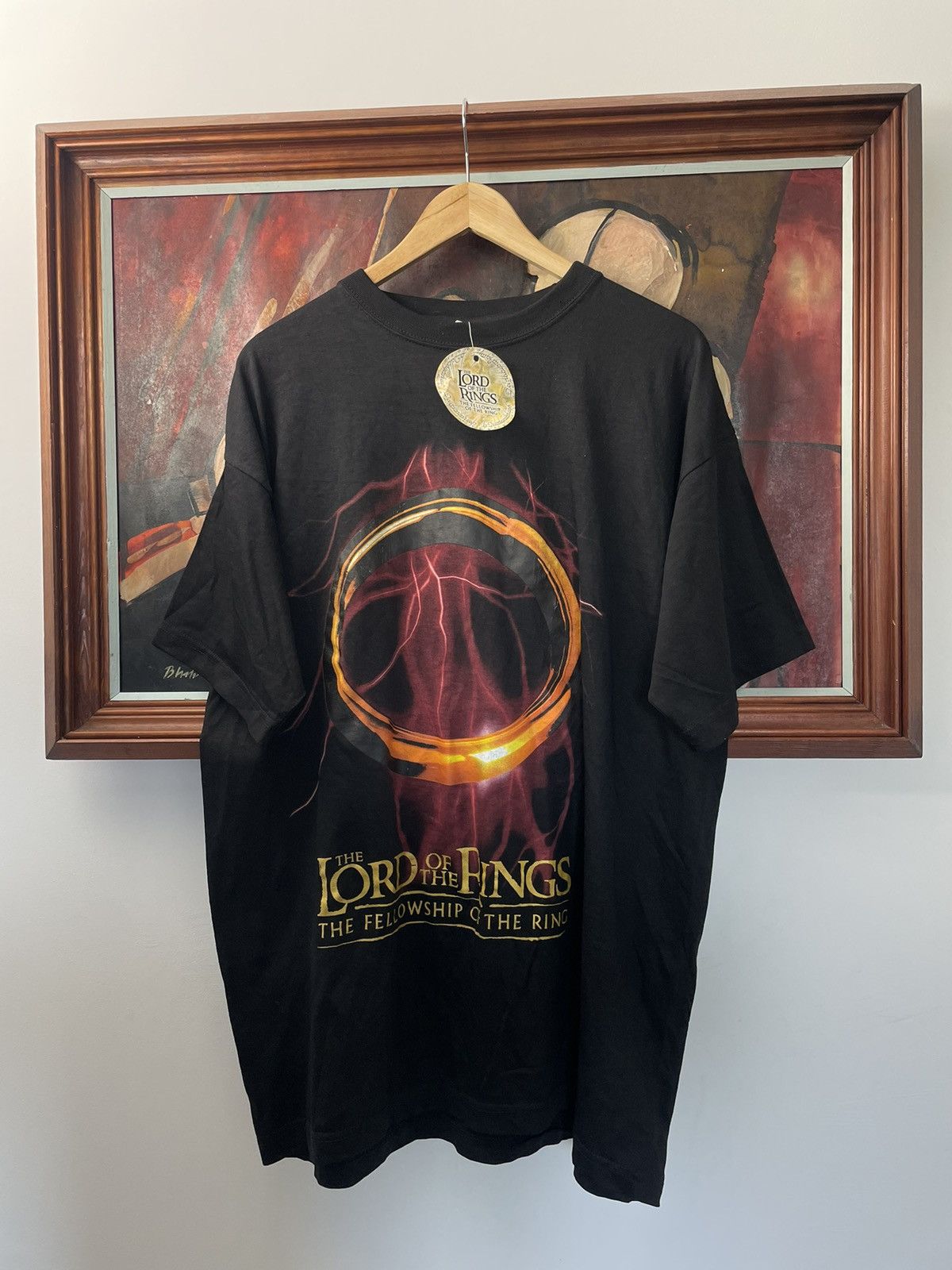 image of Lord Of The Rings The Fellowship Of The Ring Vintage Tee in Black, Men's (Size XL)