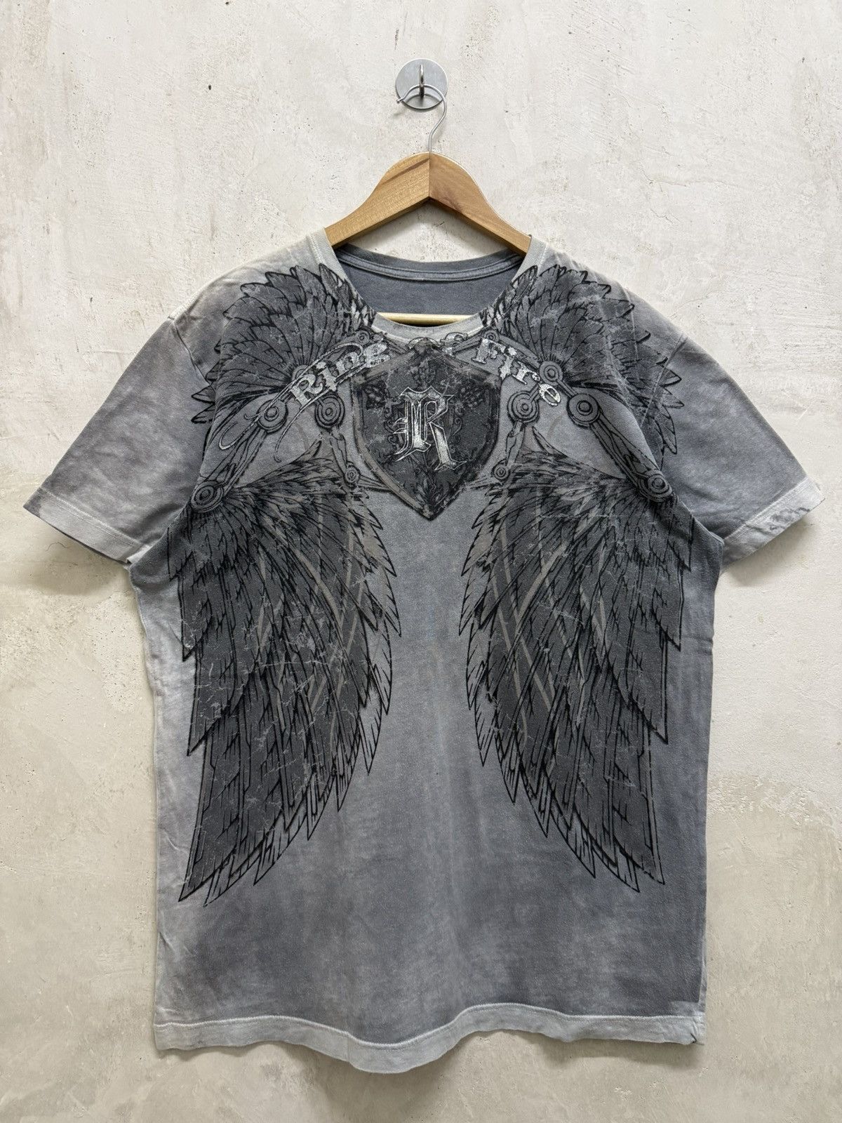 Affliction 2000s Ring Fire Angel Wings affliction styled Cross y2k Tees Size US L / EU 52-54 / 3 - 1 Thumbnail