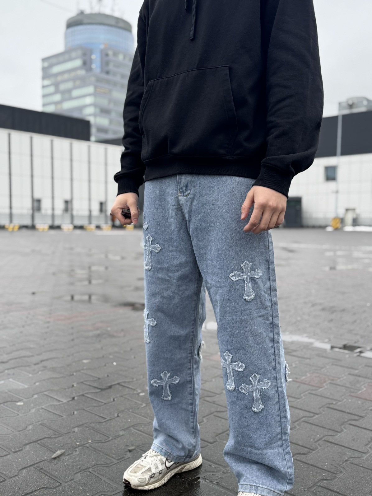 If Six Was Nine × Vintage 🔥 Denim Jeans with Cross Patches 🔥 Size US 34 / EU 50 - 3 Thumbnail