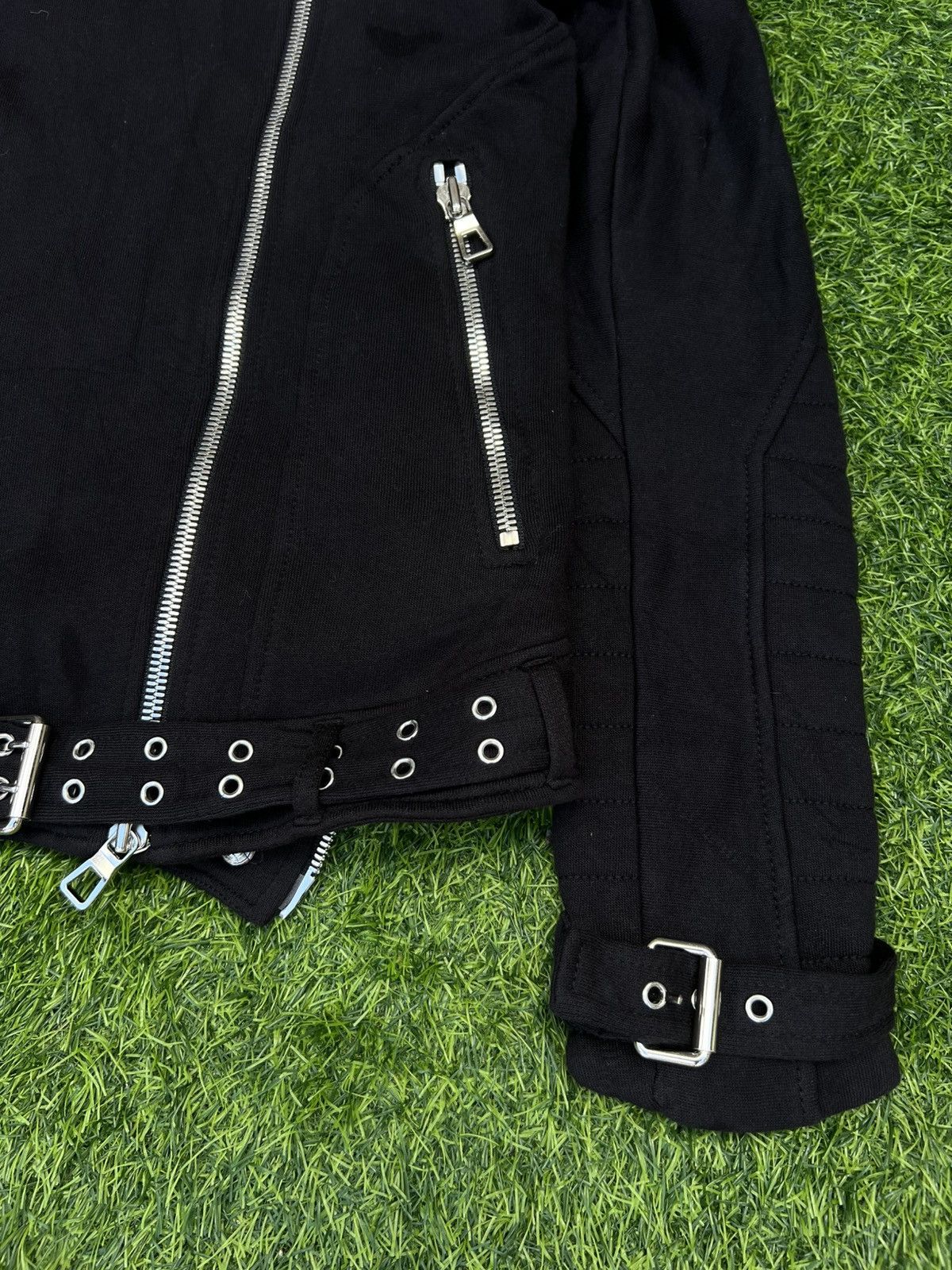 Balmain × H&M Balmain x H&M AW2015 Black Cotton Biker Moto Jacket - XS Size US XS / EU 42 / 0 - 7 Thumbnail