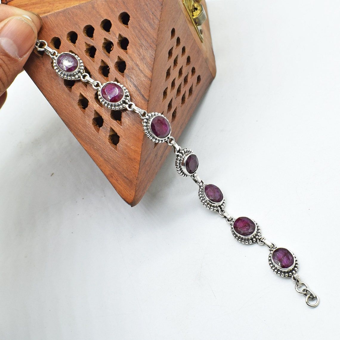 Handmade Natural Ruby Gemstone Bracelet, Excellent Ruby Bracelet Size ONE SIZE - 5 Thumbnail
