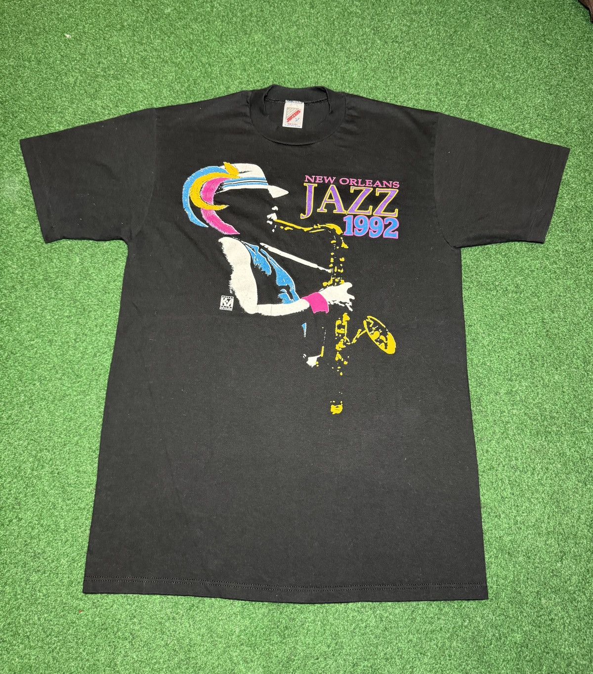 Vintage Vintage 90s New Orleans Jazz Retro Saxophone Music T Shirt Size US M / EU 48-50 / 2 - 1 Thumbnail