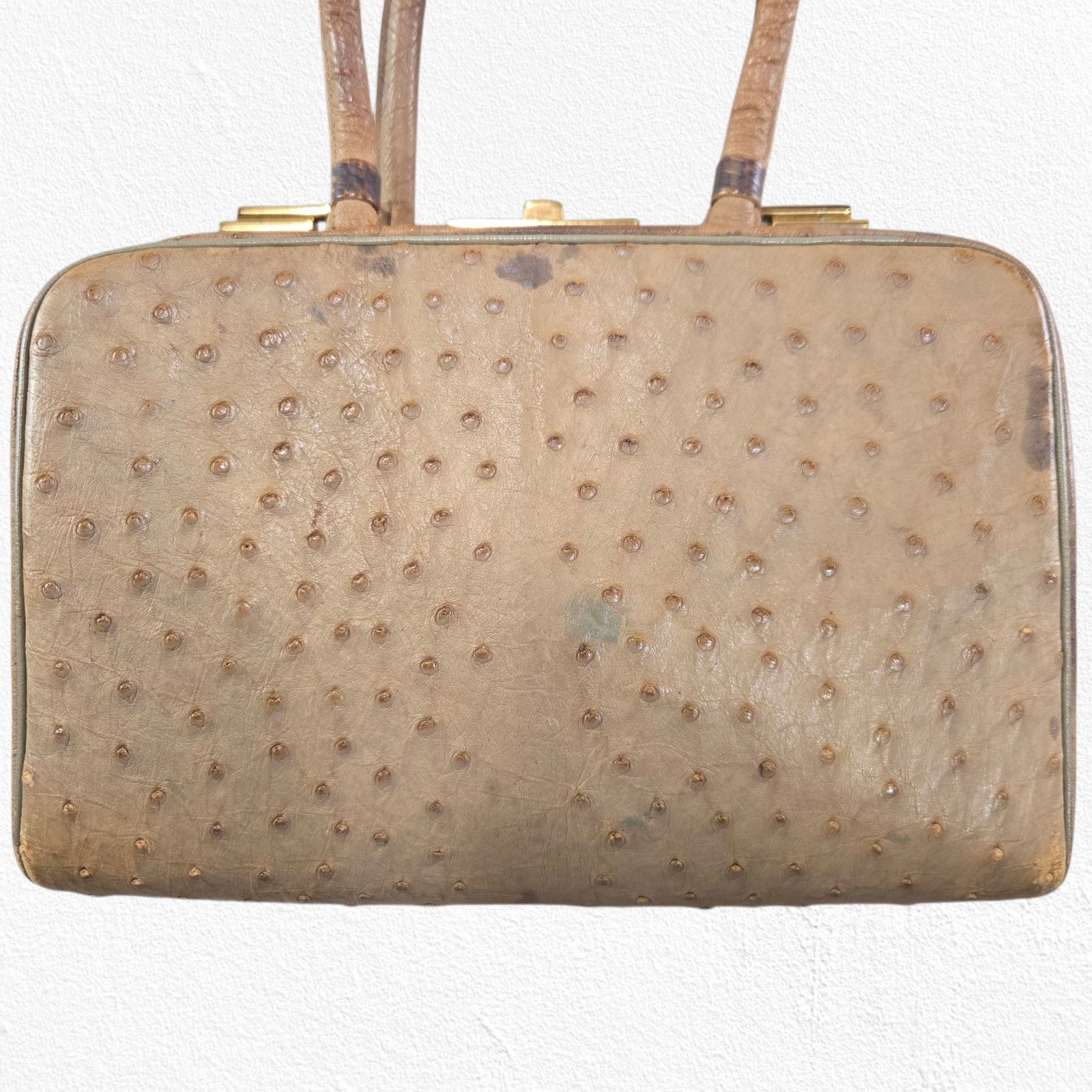 Vintage 1950s Genuine Ostrich Leather Top Handle Purse Size ONE SIZE - 5 Thumbnail