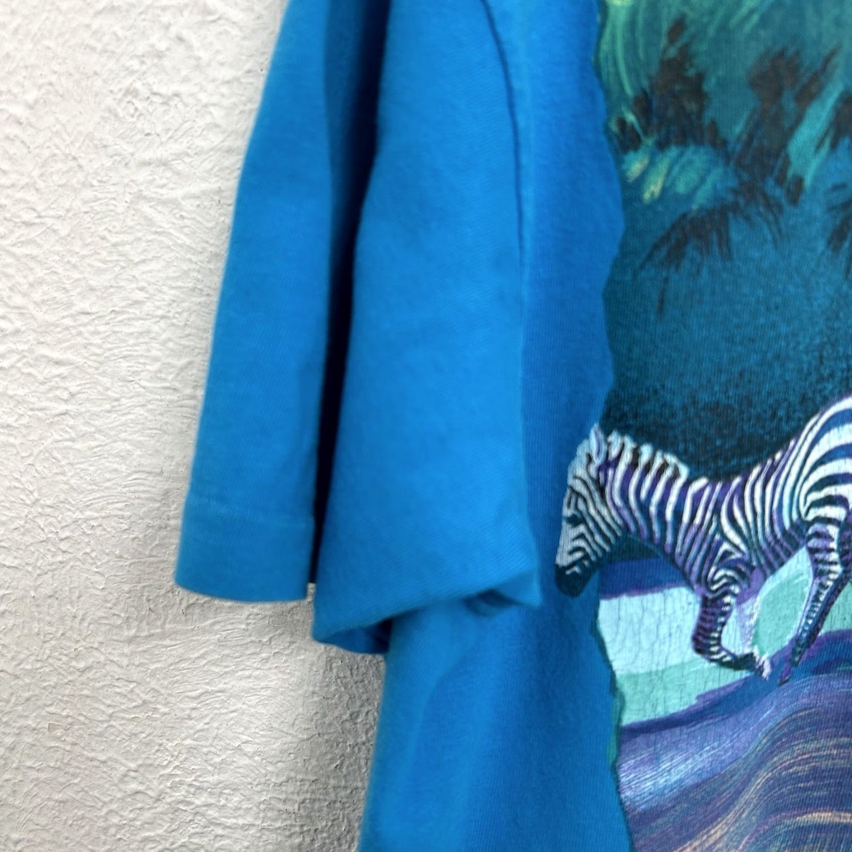 Vintage VINTAGE Hanes Beefy T Zebra Herd 1992 Tee Blue T-Shirt Harlequin USA Made 90s Large Shirt Unisex Adults Blue 90s Graphic Print Tee Mens Women Size US L / EU 52-54 / 3 - 3 Thumbnail