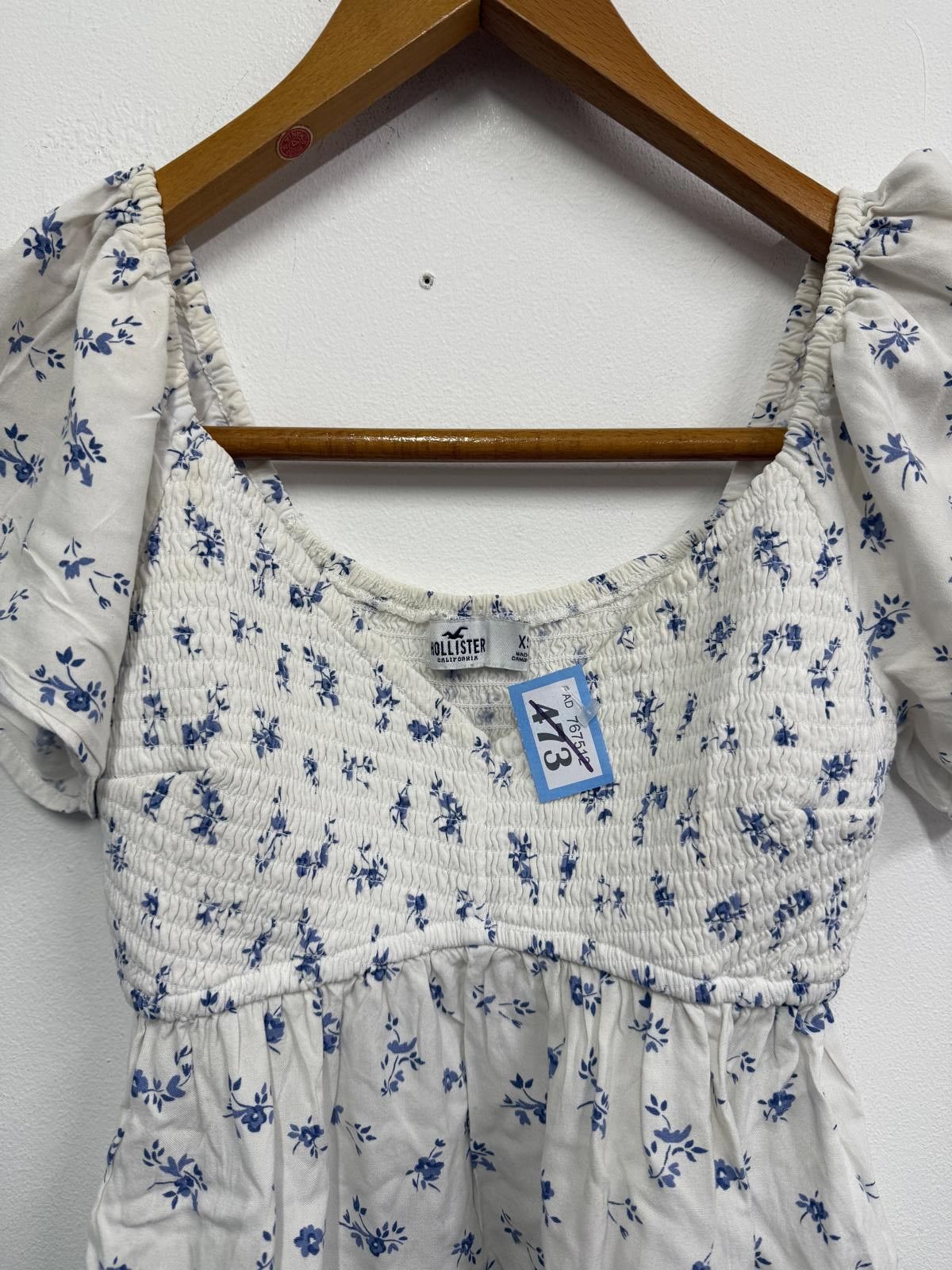 Hollister Hollister California Women's White and Blue Floral Puff-Slee Size XS / US 0-2 / IT 36-38 - 4 Thumbnail