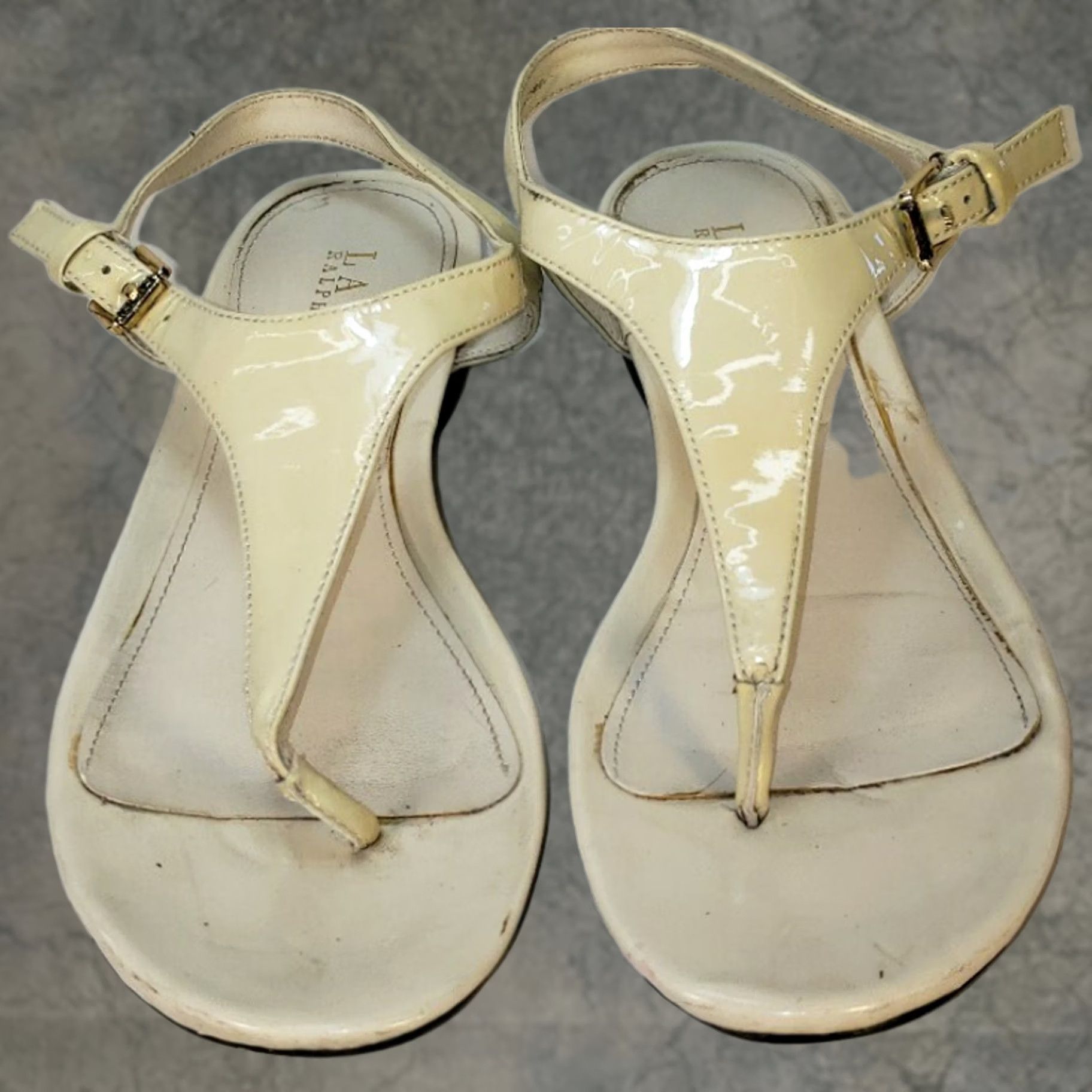 Ralph Lauren Ralph Lauren Sandal Women's Size 6.5B Ivory Leather Slingback Toe Post Size US 7 / IT 37 - 1 Thumbnail