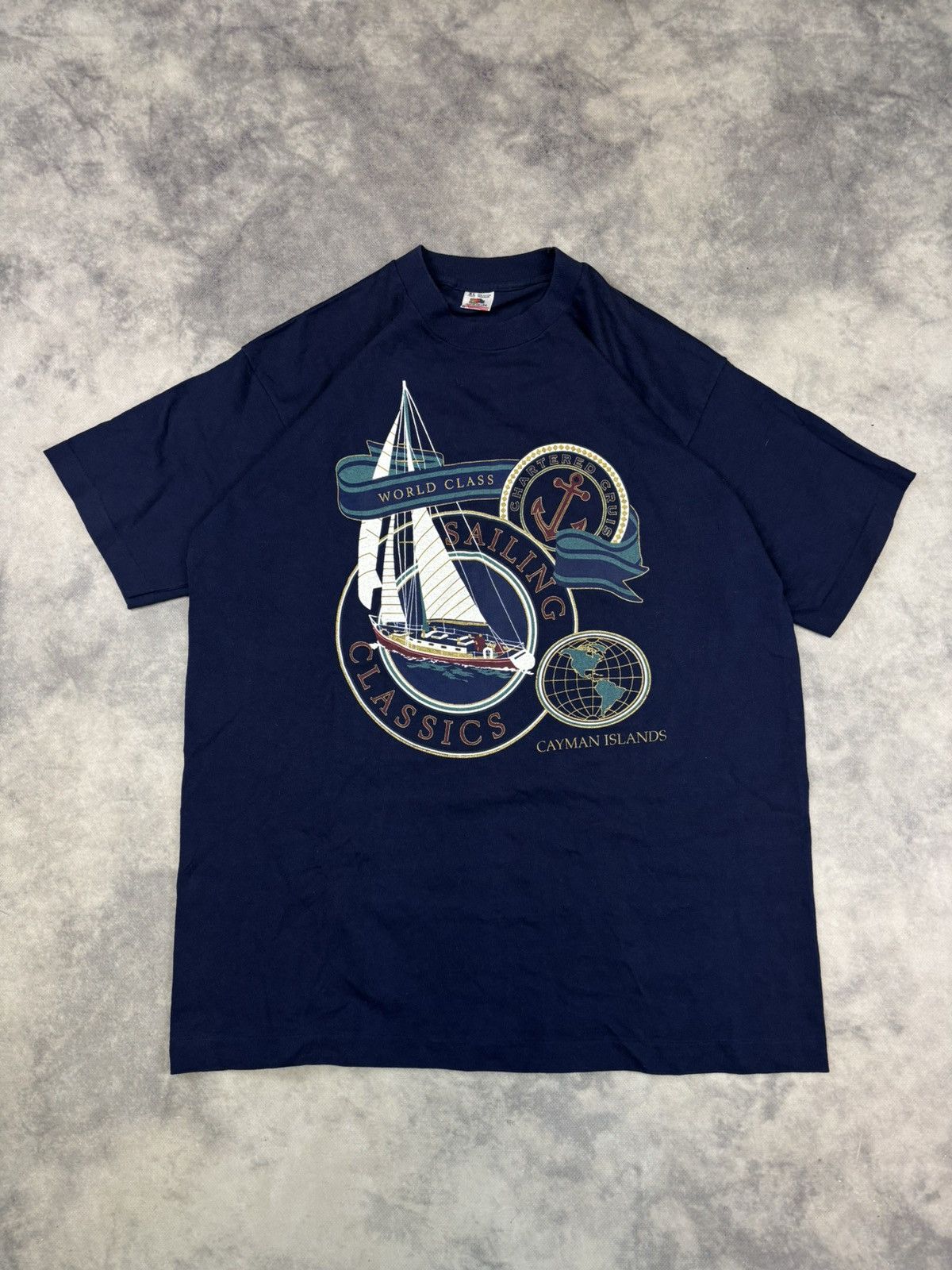 Vintage Sailing classics Cayman Islands t shirt boat old money 90s Size US XL / EU 56 / 4 - 1 Thumbnail
