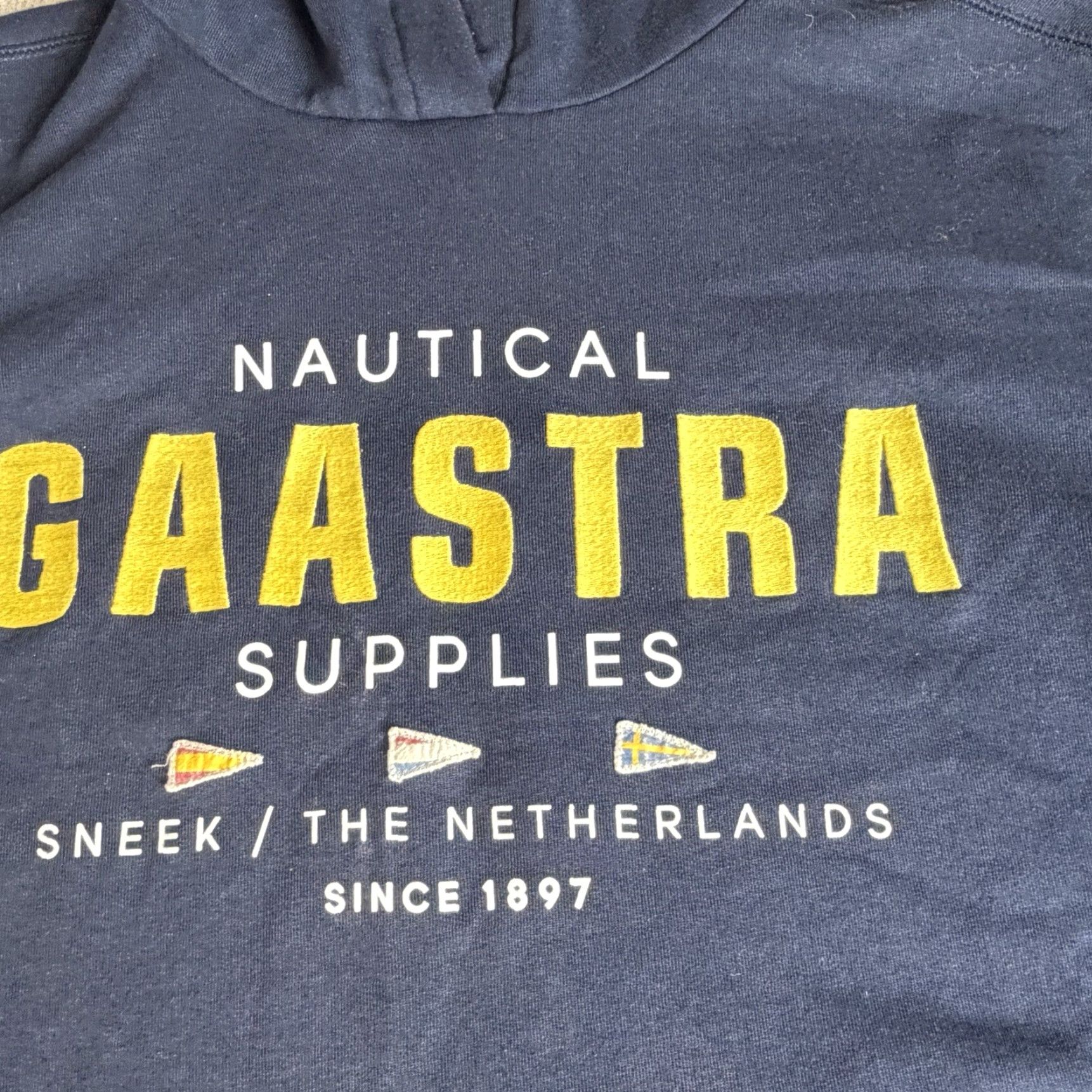 Vintage Gaastra Hoodie Mens 2XL Blue Embroidered Cotton Polyester Pullover Long Sleeve Knit Winter Spring Mens Size US XXL / EU 58 / 5 - 3 Thumbnail