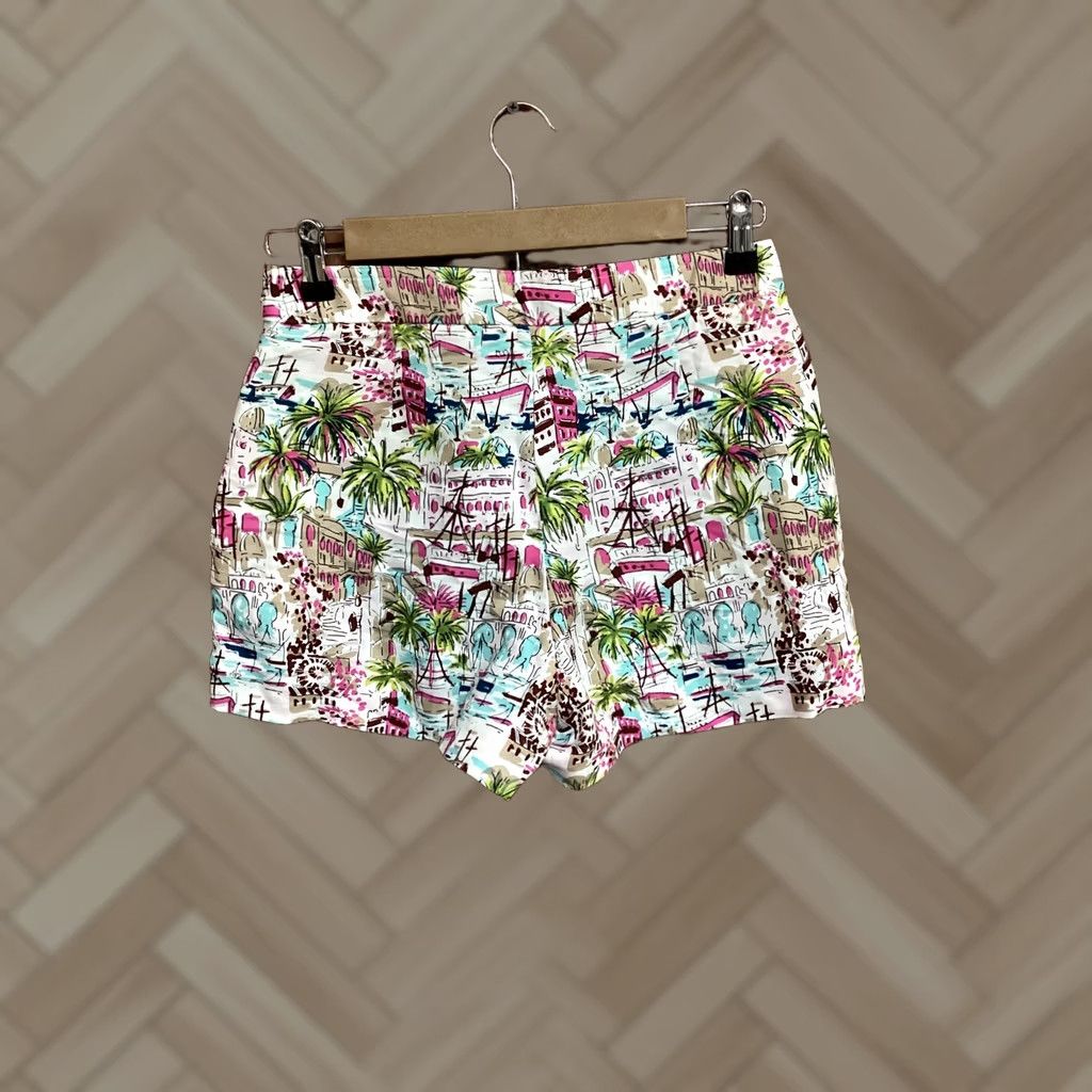 J.Crew J.CREW Womens Multicolor City Pattern Linen Shorts Regular 4 City Linen Multicolor Chino Shorts Womens 4 Size 27" / US 4 / IT 40 - 1 Thumbnail