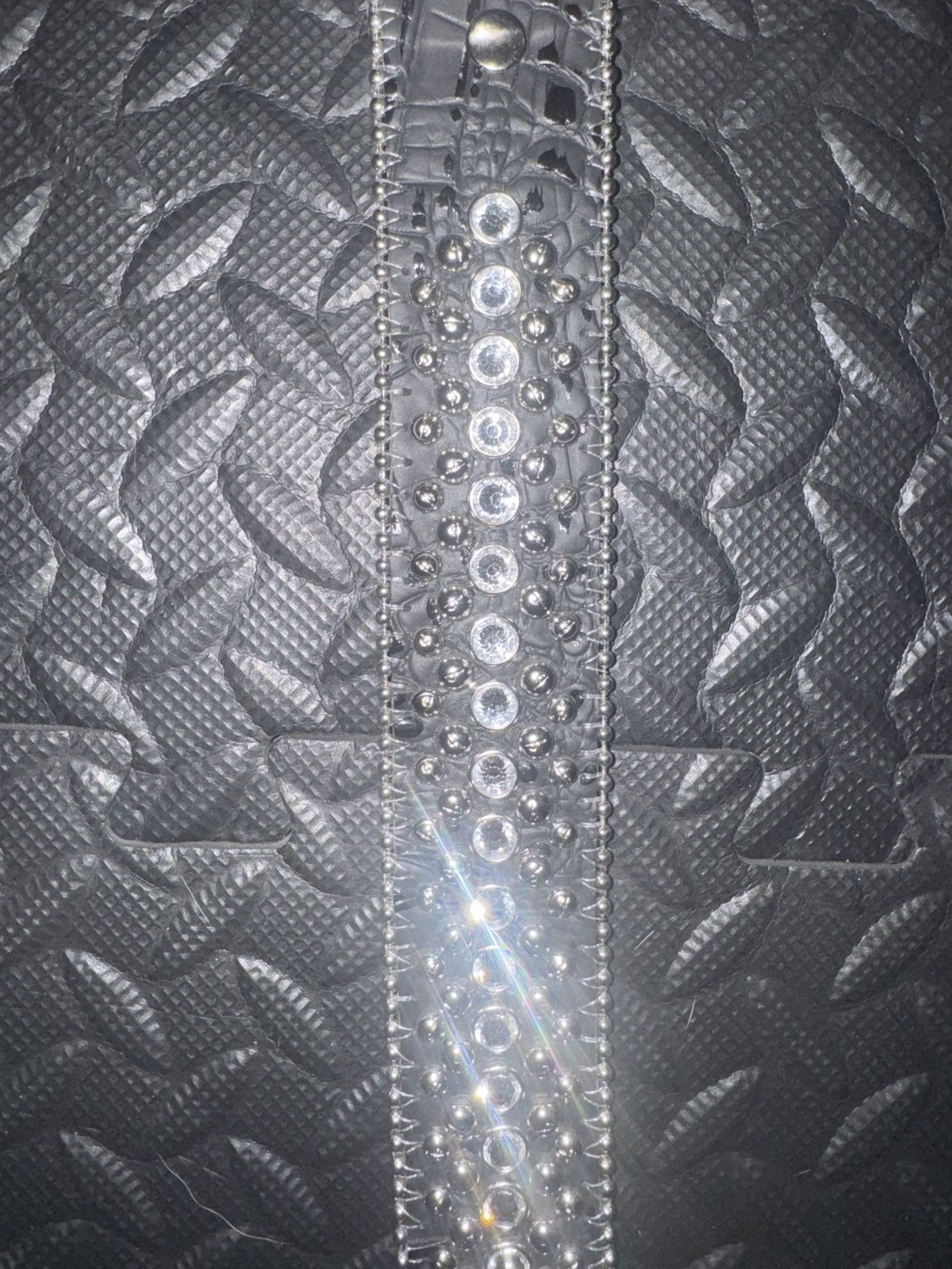 B.B. Simon BB SIMON BLACK CROC LEATHER BELT Size 34 - 3 Thumbnail