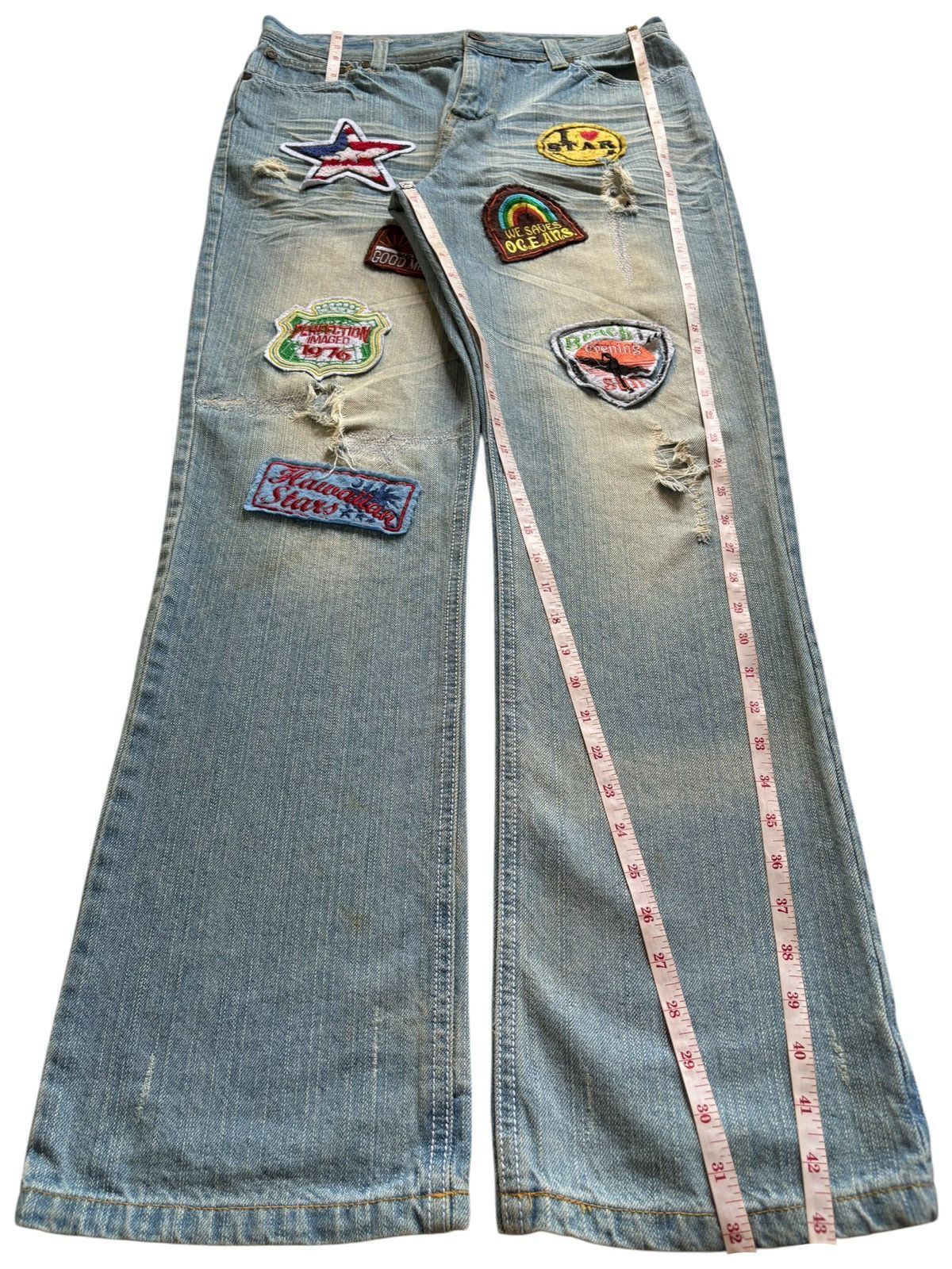 Japanese Brand Vintage Japanese Brand Mud Wash Patch Distress Loose Jeans Size US 34 / EU 50 - 14 Thumbnail