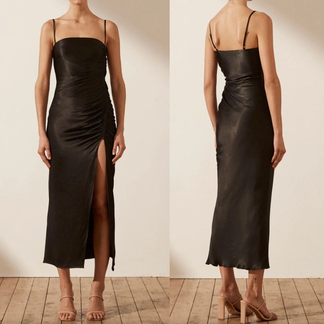 Shona Joy Shona Joy | Thalia Midi Dress Black Asymmetrical Dress 6 Size M / US 6-8 / IT 42-44 - 2 Thumbnail