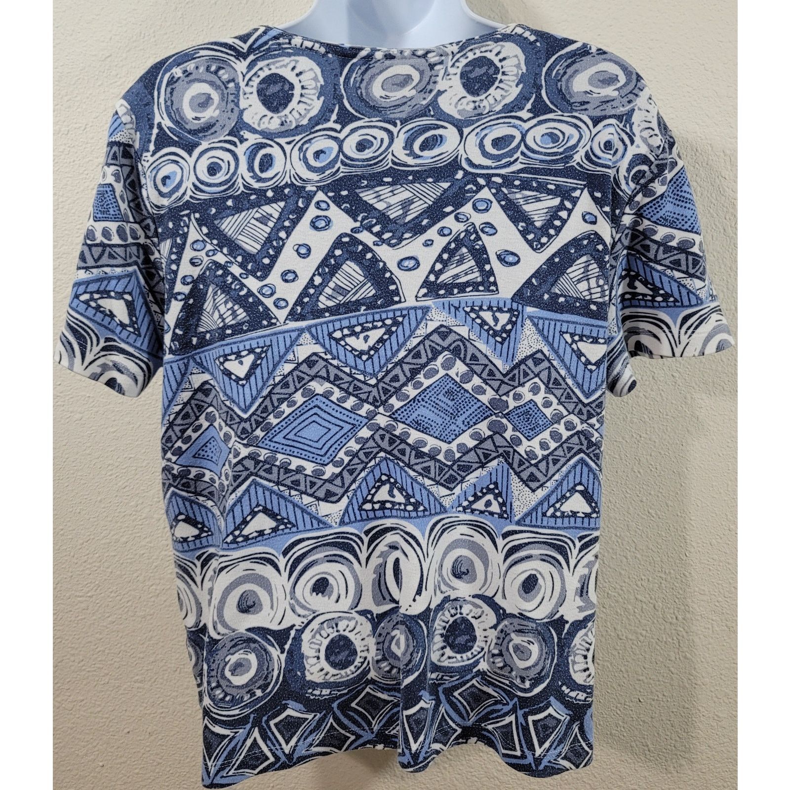 Other Rebecca Malone Blue White Geo Print Top PM Lightweight Size M / US 6-8 / IT 42-44 - 2 Thumbnail