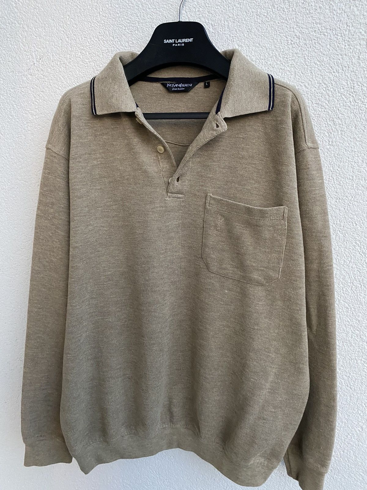 Yves Saint Laurent 90’s YSL Sweatshirt 1/4 Beige Vintage Sweater Quarter Zip Size US L / EU 52-54 / 3 - 17 Thumbnail