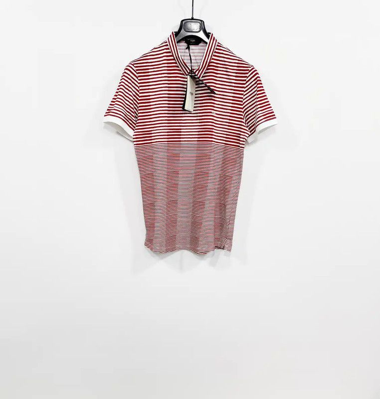 Fendi Fendi Red Striped Cotton Men's Polo Shirt 0089 Size US M / EU 48-50 / 2 - 1 Thumbnail