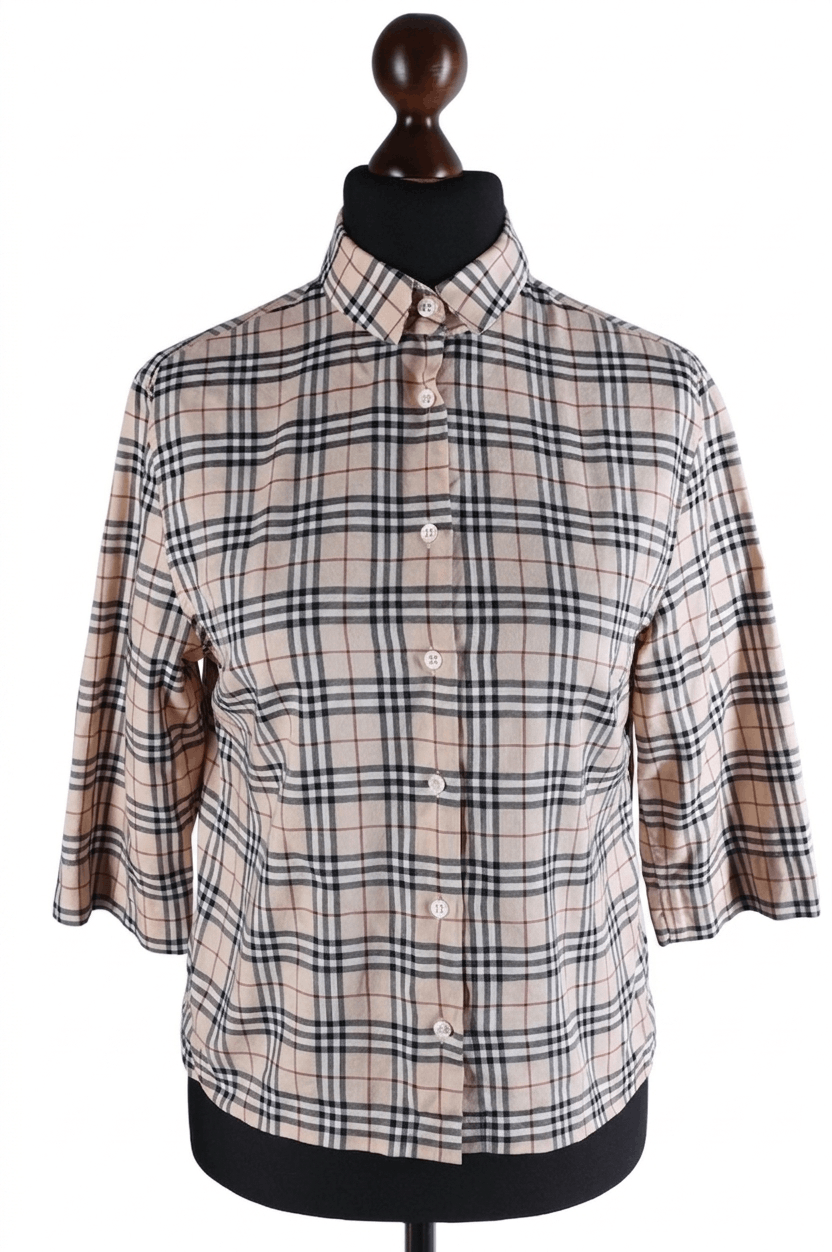 Burberry Women's Burberry Check Button Up Shirt Beige Size M Size M / US 6-8 / IT 42-44 - 1 Thumbnail