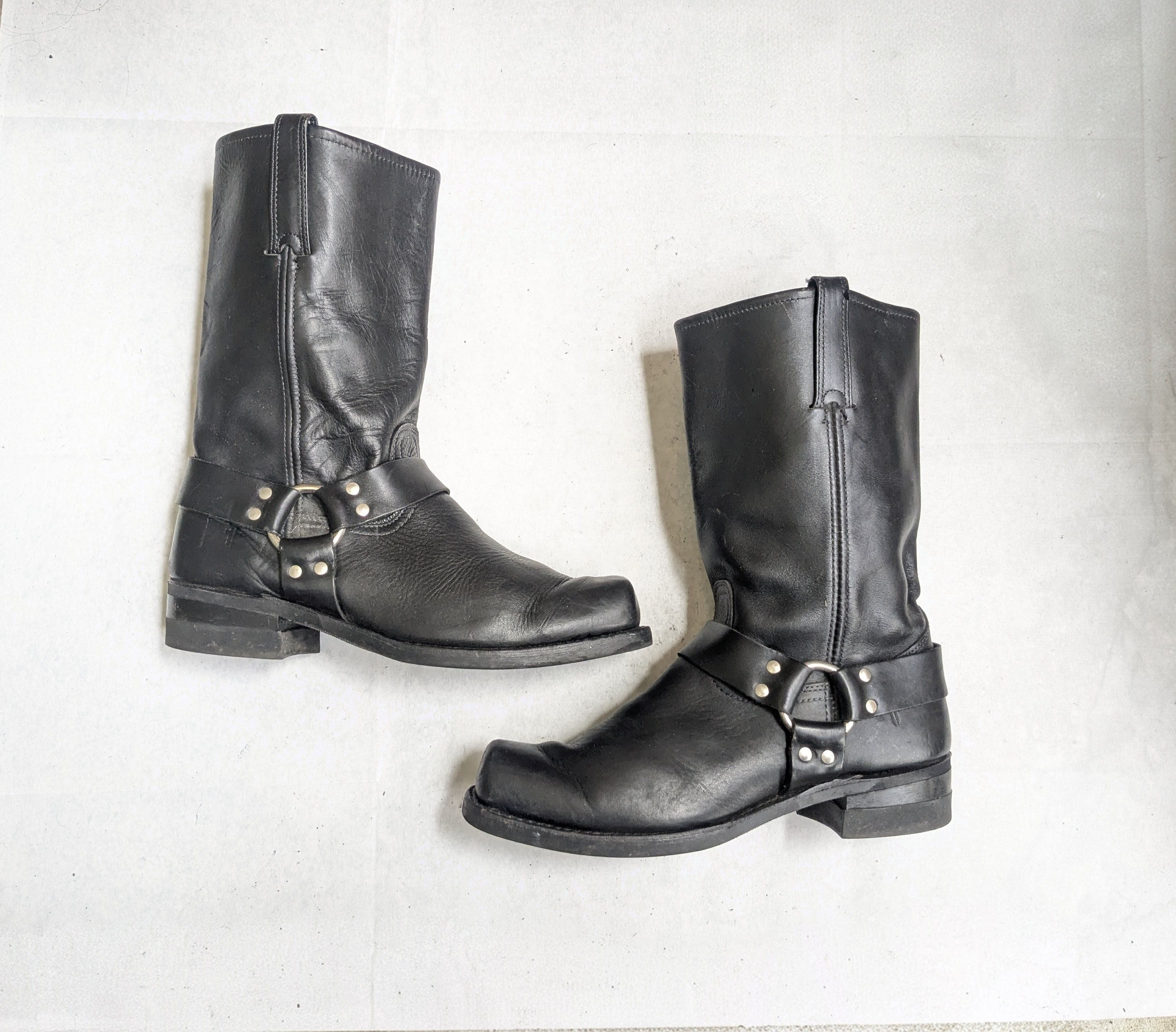Frye Frye Harness Boots Black Leather 13 M Strap USA Size US 13 / EU 46 - 1 Thumbnail