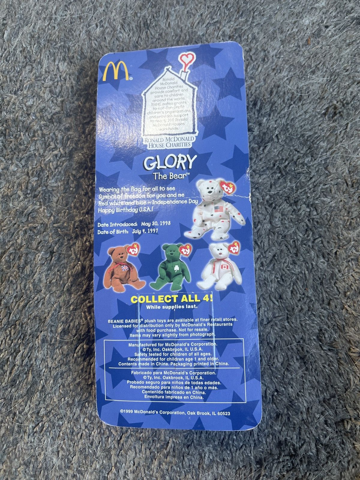 Vintage 1999 McDonald’s Ty Glory The Bear Teenie Beanie Baby Size ONE SIZE - 2 Thumbnail