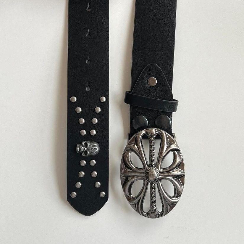 Other Y2K 2000s skeleton cross studded goth emo black belt Size ONE SIZE - 2 Thumbnail