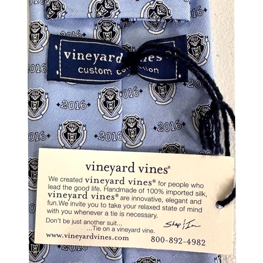 Vineyard Vines Vineyard Vines Silk Tie Necktie Blue 100% Mens One Size Satin Geometric Nautical Preppy NEW Size ONE SIZE - 3 Thumbnail