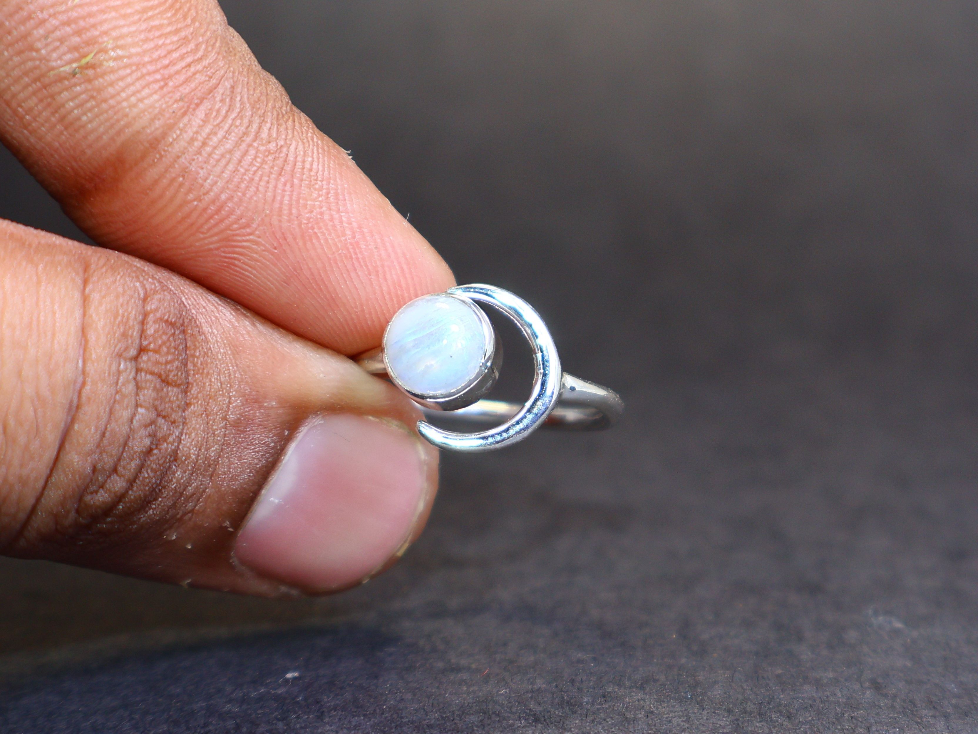 Handmade Rainbow Moonstone Ring, 925 Sterling Silver, Handmade Rings, Size ONE SIZE - 9 Thumbnail