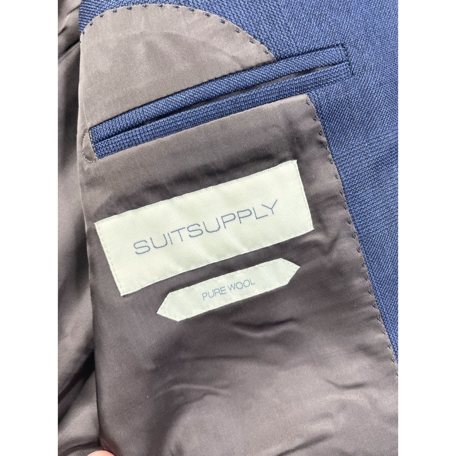 Suitsupply Suitsupply Blazer 2 Button Slim Blue Wool Check Notch Lapel Double-Vented Jacket 42R Mens Size 42R - 3 Thumbnail