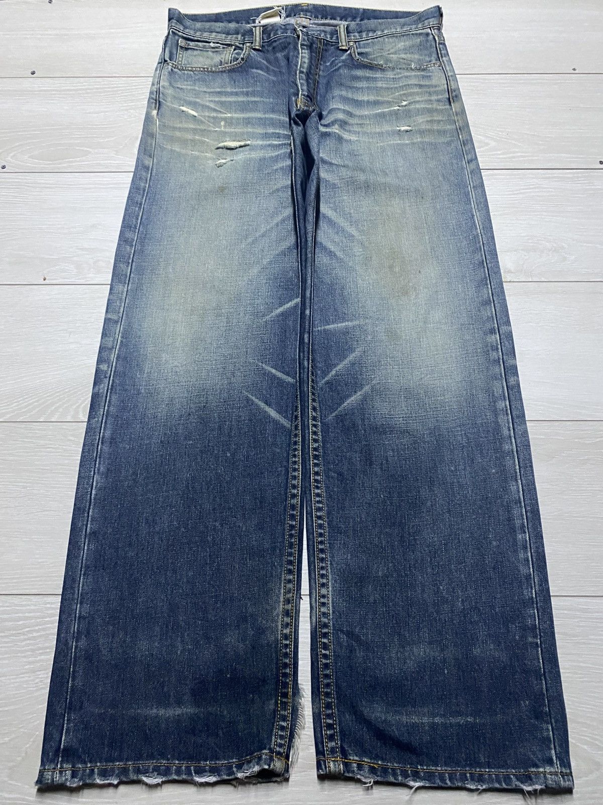 realmad HECTIC Vintage Real Hectic Mud Wash Grunge Distressed Baggy Jeans Size US 35 - 1 Thumbnail