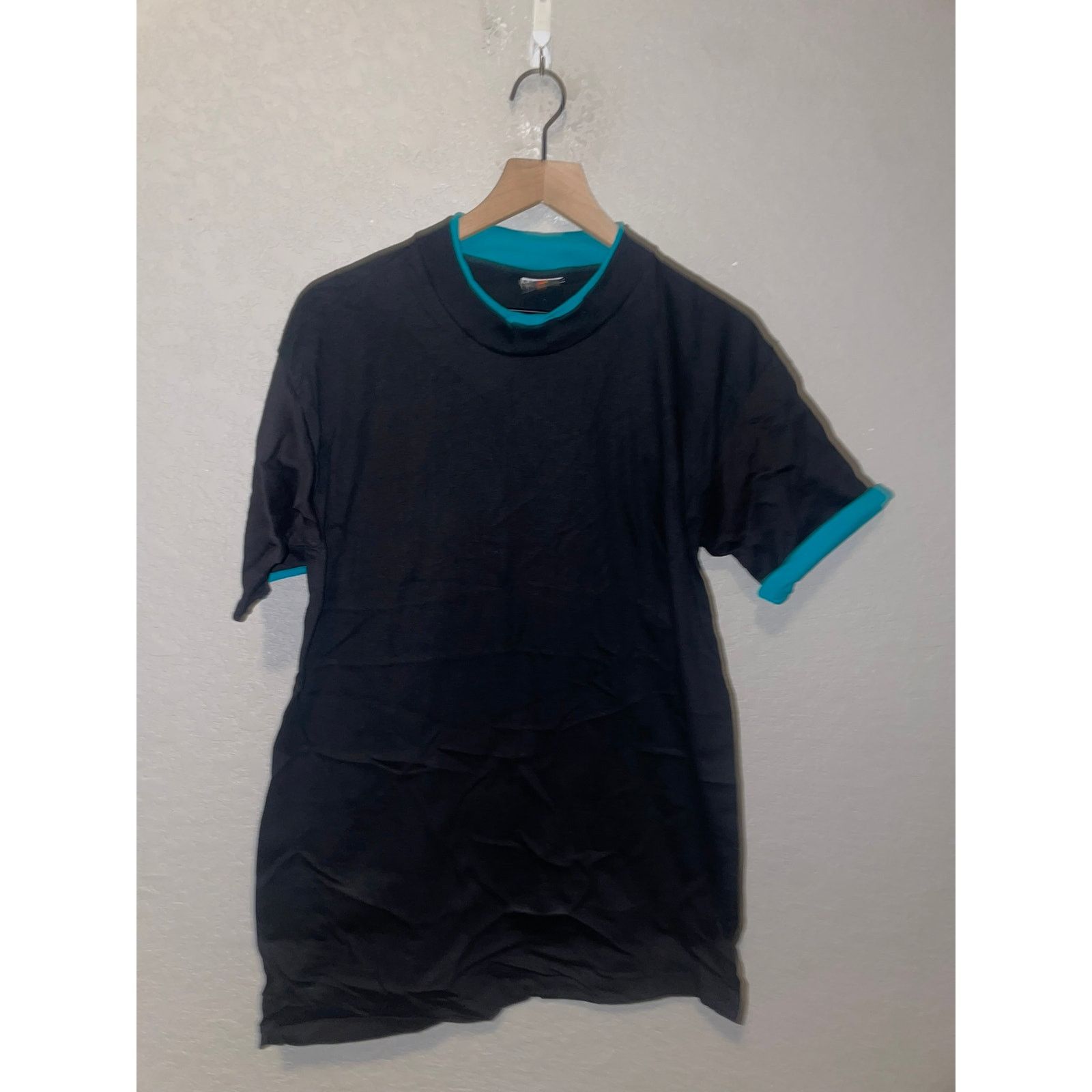 Vintage 90s Signal Sport Black Teal Double Collared Blank Shirt L Size US L / EU 52-54 / 3 - 1 Thumbnail