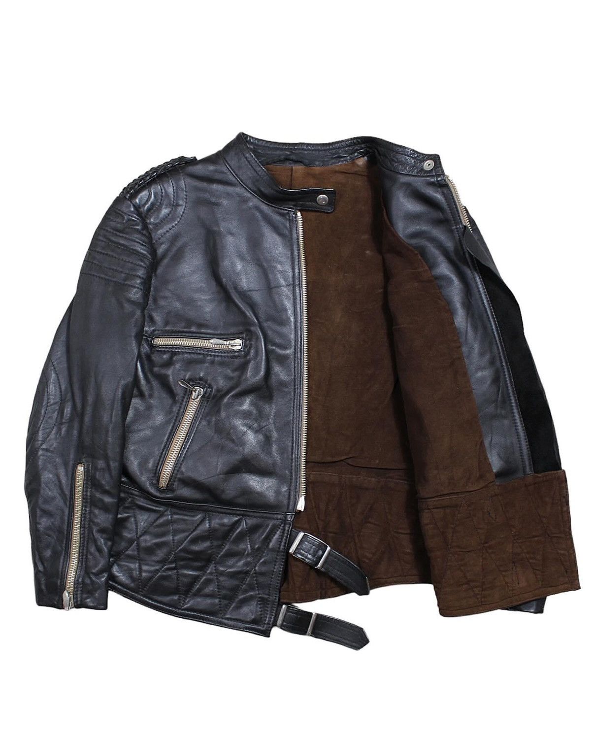 Vintage 1970S LEATHER BIKER JACKET Size US L / EU 52-54 / 3 - 2 Thumbnail