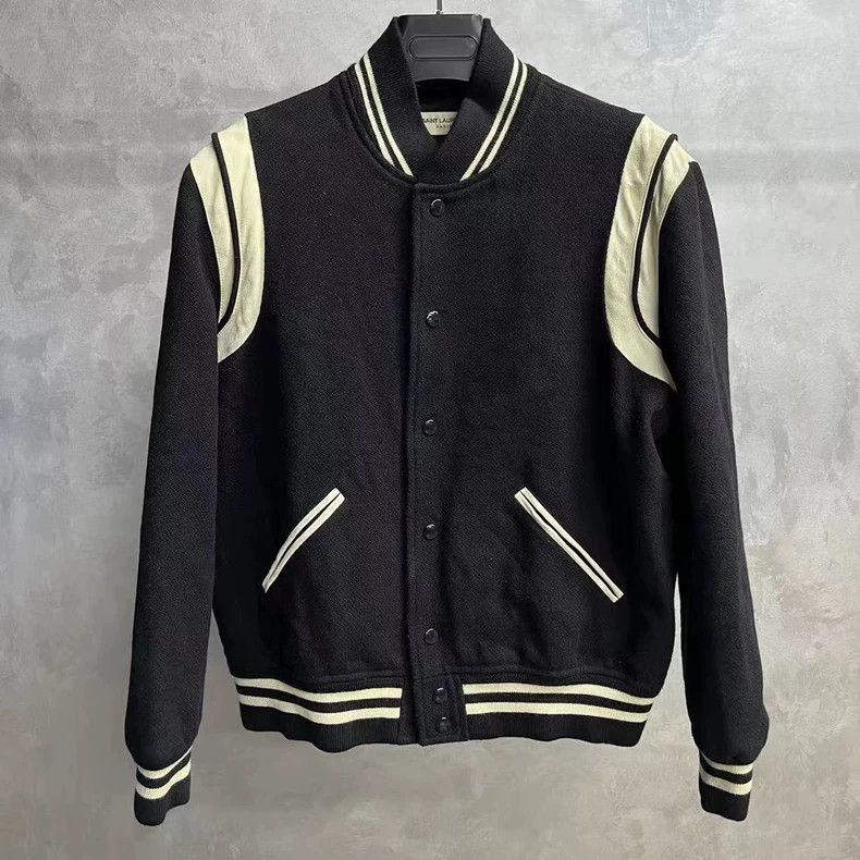 Saint Laurent Paris Black Striped Casual Baseball Jacket-dmc Size US L / EU 52-54 / 3 - 1 Thumbnail
