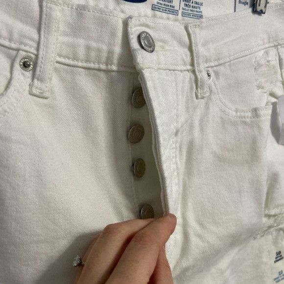 Old Navy Old Navy White Sky-HI Straight Extra High Rise Ripped Jeans Size 32" / US 10 / IT 46 - 3 Thumbnail