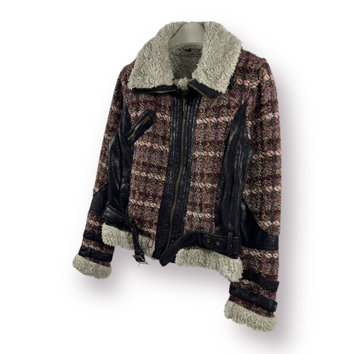 Desigual 🔥 CROPED 🔥 B-3 style Tweed Heavy Jacket Size S / US 4 / IT 40 - 2 Thumbnail