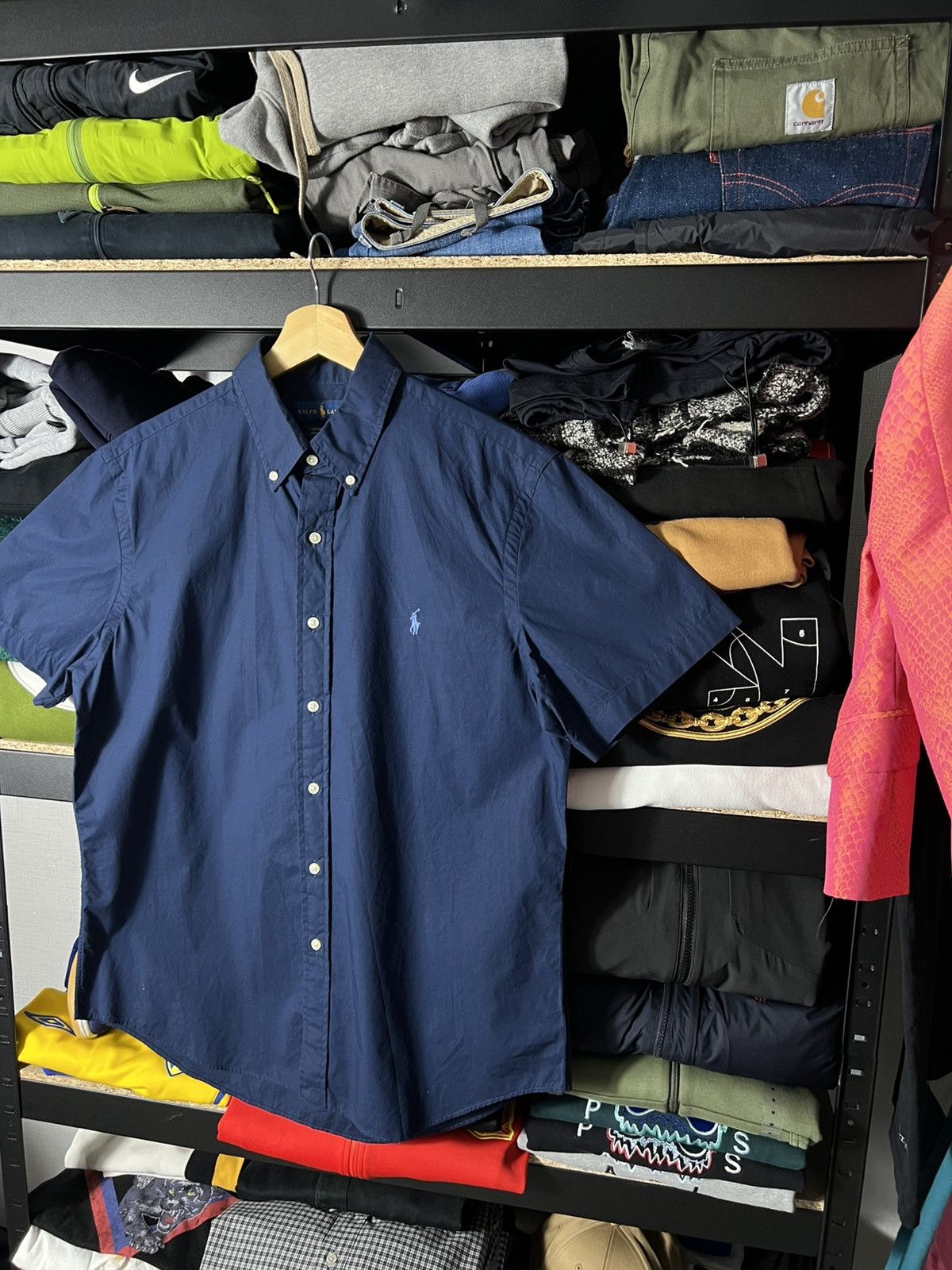 Polo Ralph Lauren 💙 Ralph Lauren Custom Fit Short Sleeve Shirt Navy Blue Size US L / EU 52-54 / 3 - 6 Thumbnail