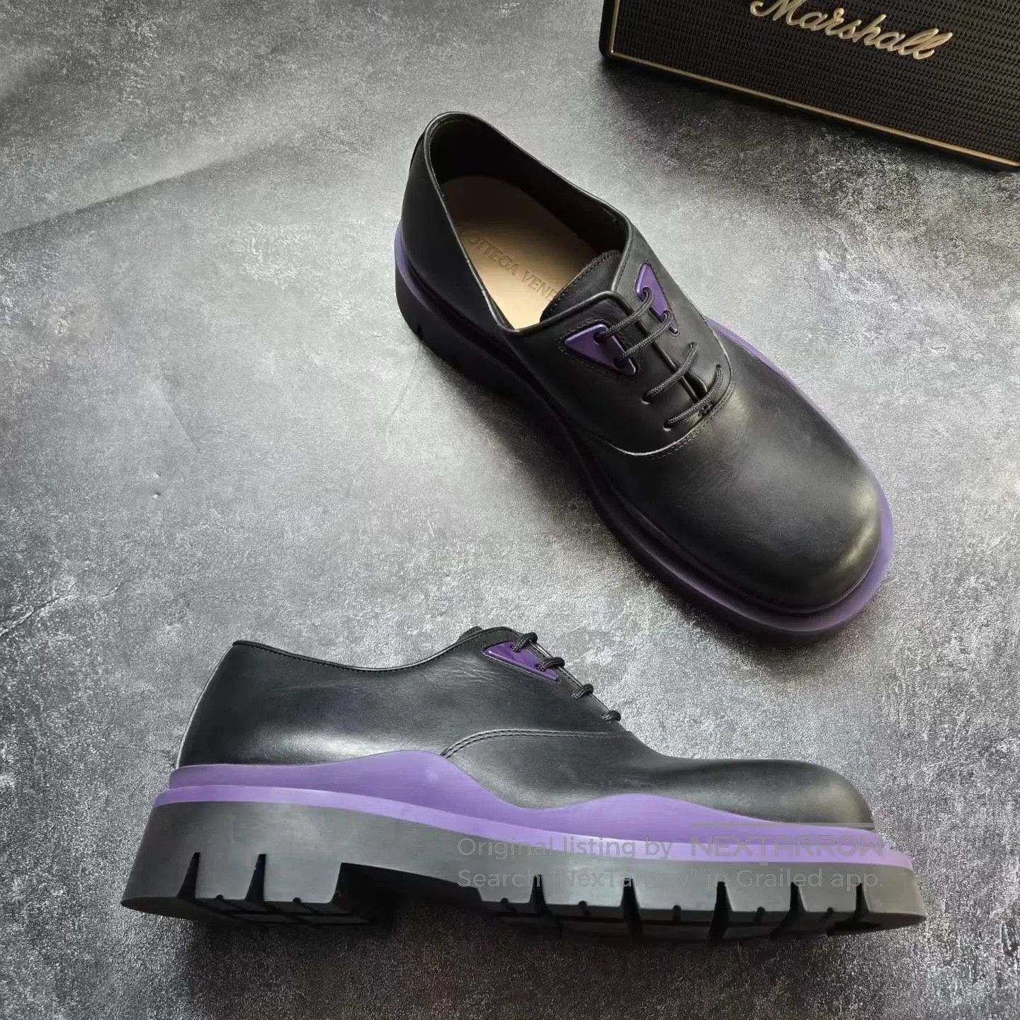 Bottega Veneta Bottega Veneta Bottega Veneta Black and Purple Derby Shoes Size US 8 / EU 41 - 6 Thumbnail