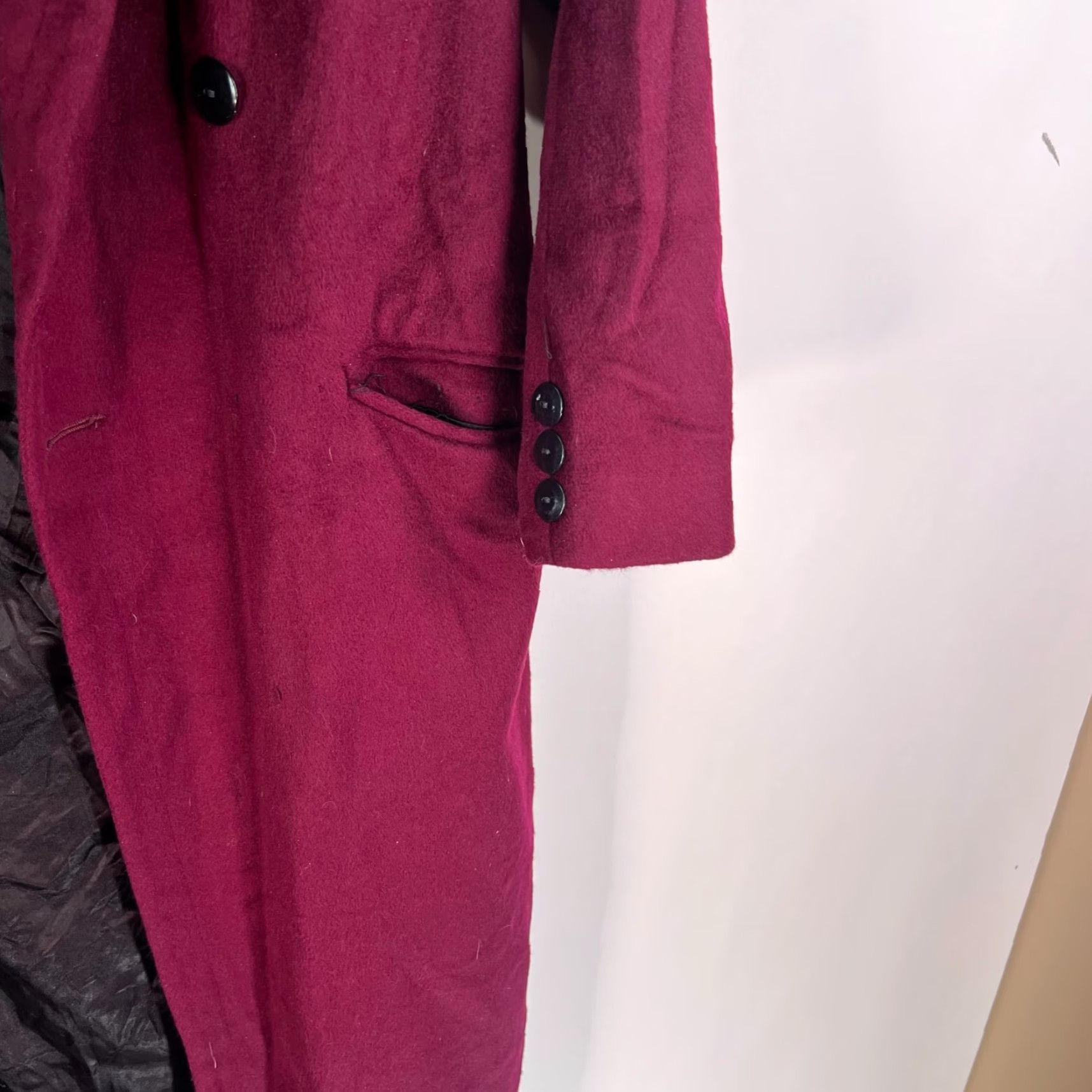 Vintage VINTAGE Donny Brook Wool Blend Pea Coat Faux Fur Trim Long Size 8 Maroon Classic Womens Size M / US 6-8 / IT 42-44 - 3 Thumbnail