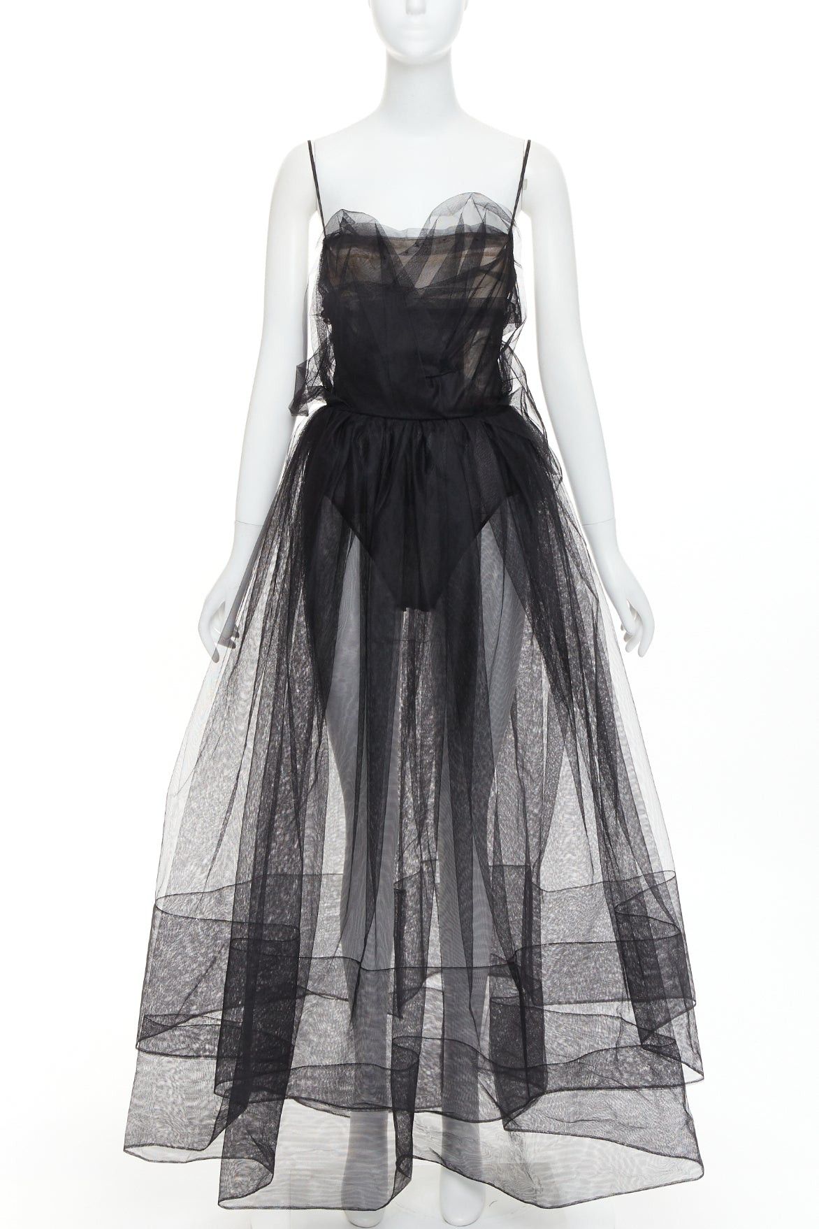 Alexandre Vauthier rare ALEXANDRE VAUTHIER COUTURE AW2017 Runway black sheer tulle flared dress Size S / US 4 / IT 40 - 1 Thumbnail