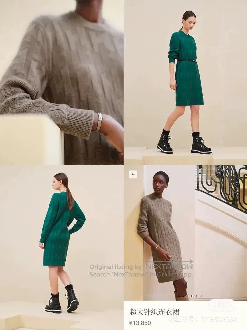 Hermes Hermes White Printed Wool Knit Dress with Subtle Pattern Size XXS / US 00 / IT 34 - 8 Thumbnail