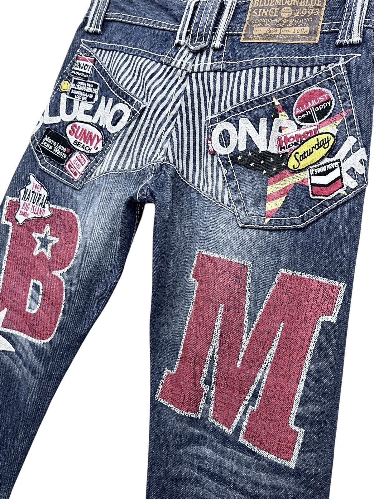 Japan Blue 💥 RARE🌛BMB Embroidery Patches Big Print Daicock Style Surf Size 29" - 9 Thumbnail