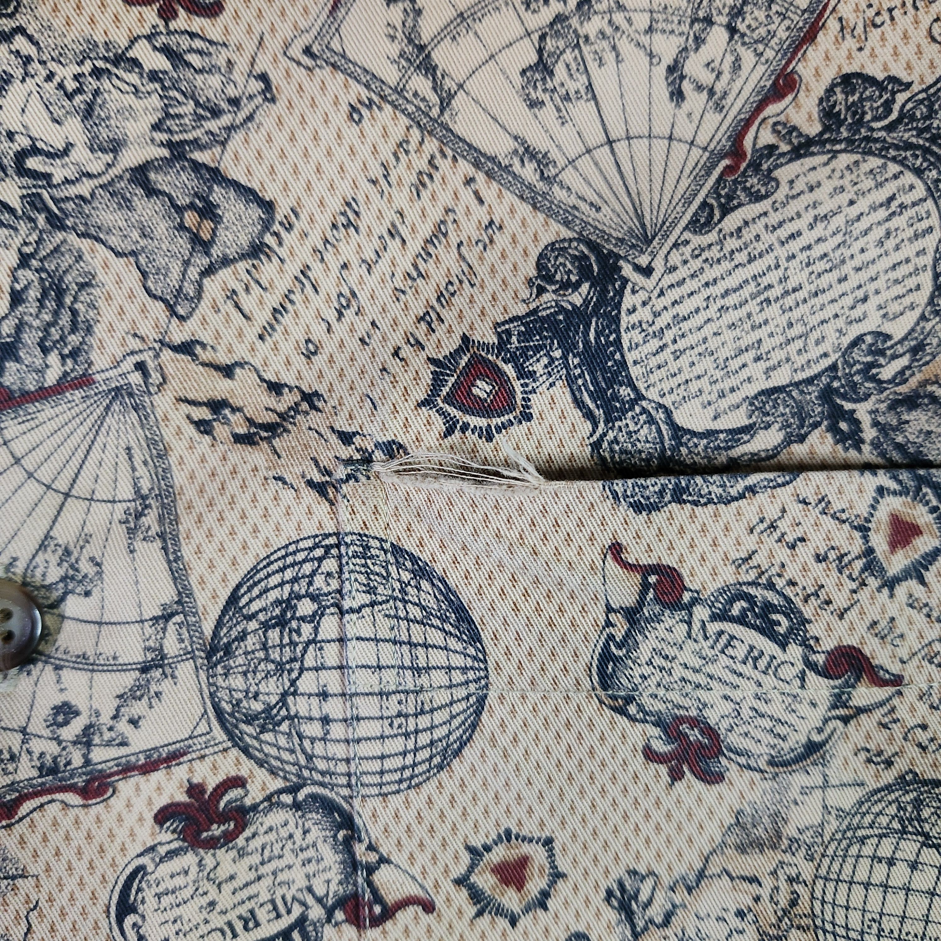 Liz Claiborne Claiborne VINTAGE Map Globe Shirt Medium Tan Short Sleeve Size US M / EU 48-50 / 2 - 9 Thumbnail