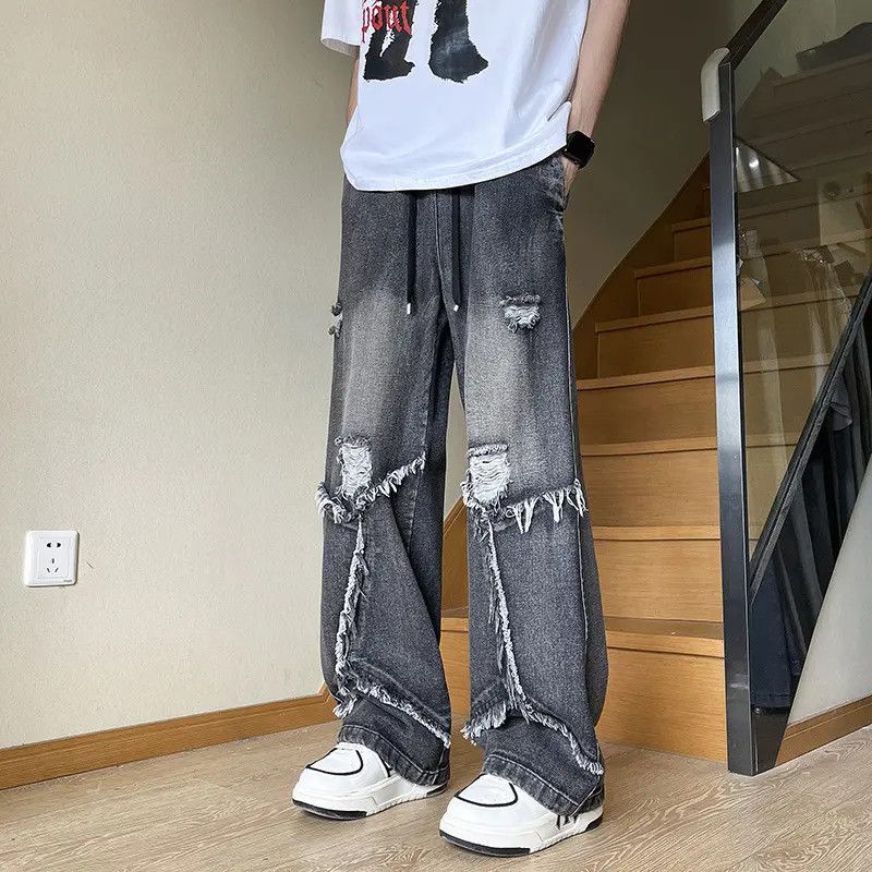 Japanese Brand Retro loose ripped tie dye micro flared jeans Size US 32 / EU 48 - 1 Thumbnail