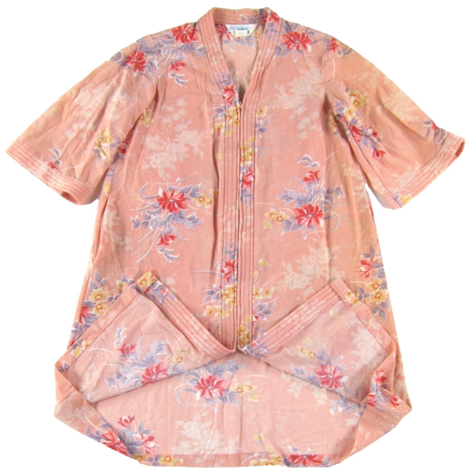 Sears VINTAGE Sears Take-Along Pink Orange Yellow Floral Full Zip Midi House Dress M Size M / US 6-8 / IT 42-44 - 6 Thumbnail
