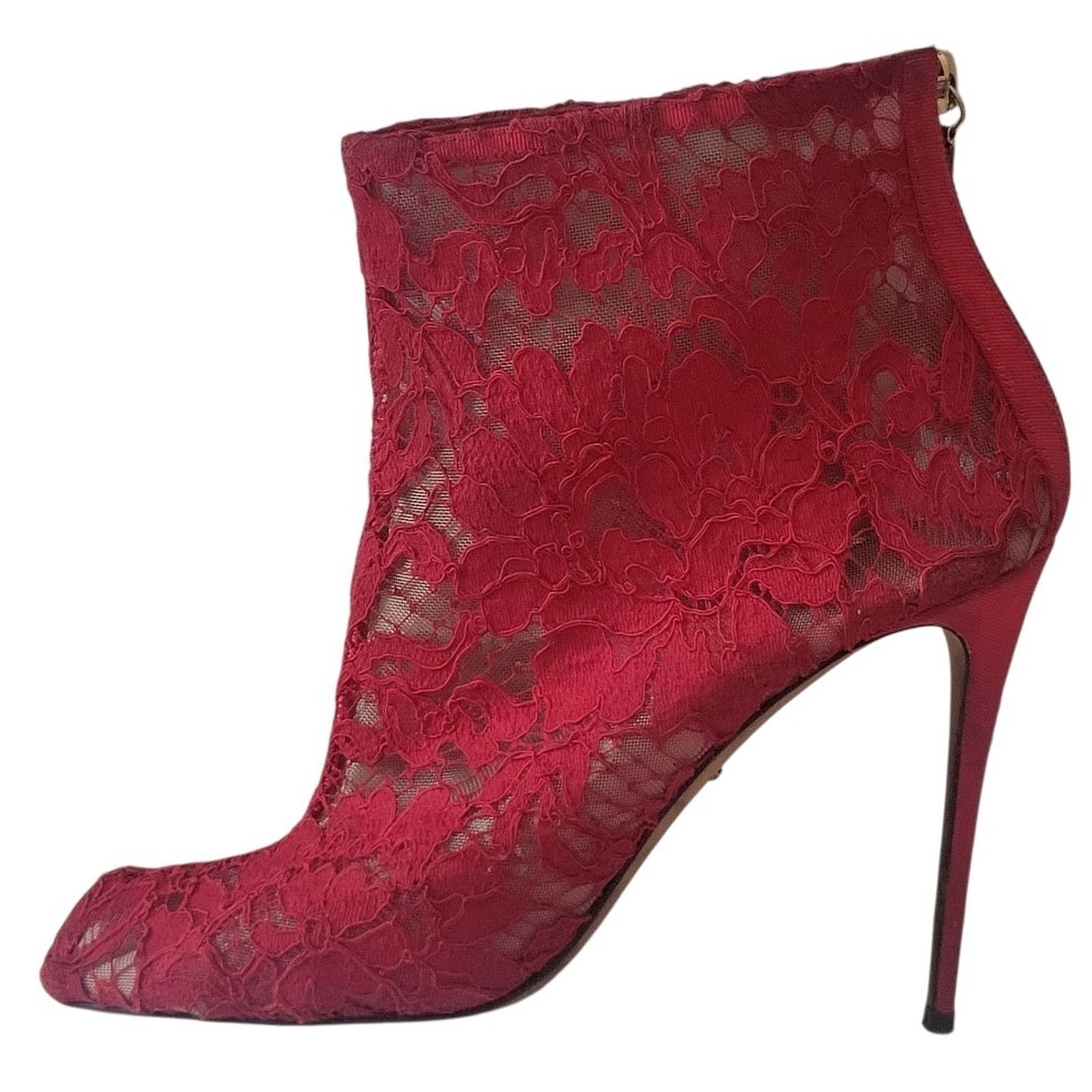 Dolce & Gabbana Dolce & Gabbana Red Lace Women Bootie Size 39 / 9 Size US 9 / IT 39 - 1 Thumbnail
