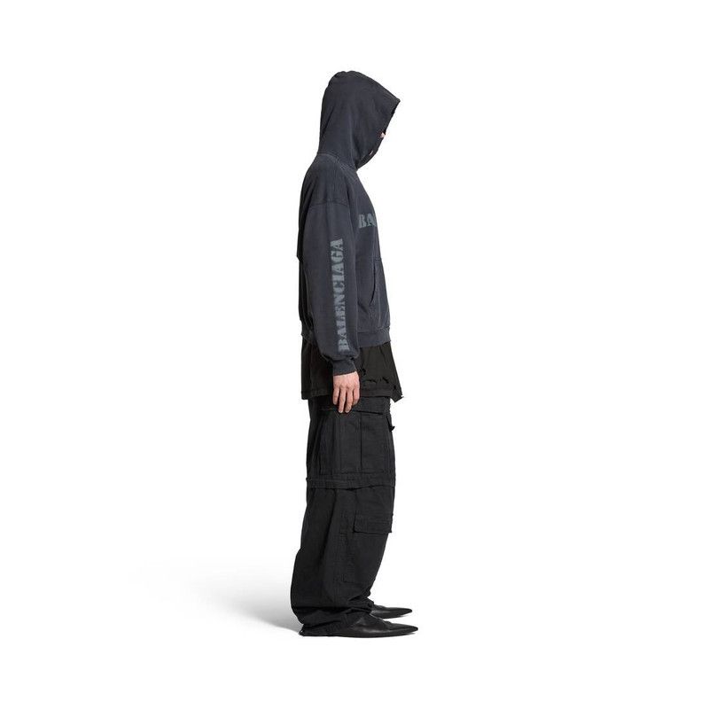 Balenciaga o1bcso1str0226 Stencil Type Hoodie Medium Fit In Black Size US XL / EU 56 / 4 - 3 Thumbnail