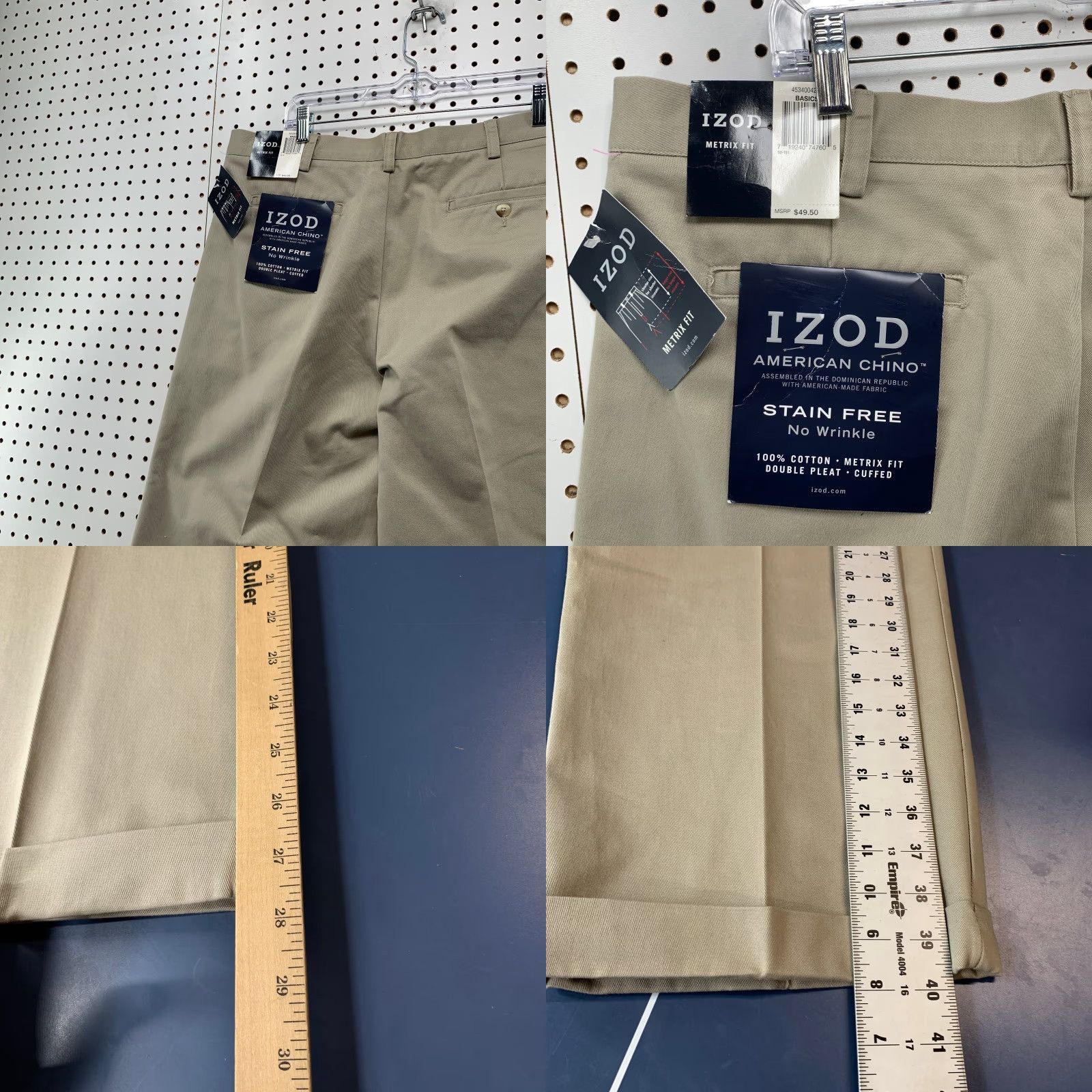 Izod NEW IZOD Pants Mens 38x29 Khaki Chino Metrix Fit Straight Wrinkle Free Stain NWT Size US 38 / EU 54 - 8 Thumbnail