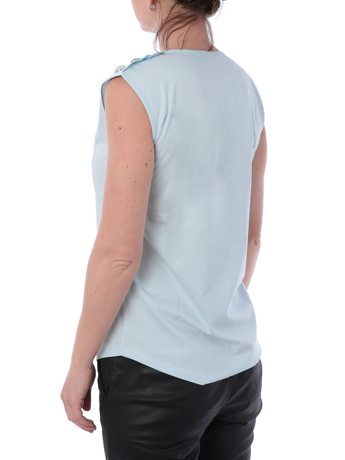 Balmain Baby Blue Metallic Silver Logo Lion Buttons Tank Top Size XS / US 0-2 / IT 36-38 - 3 Thumbnail