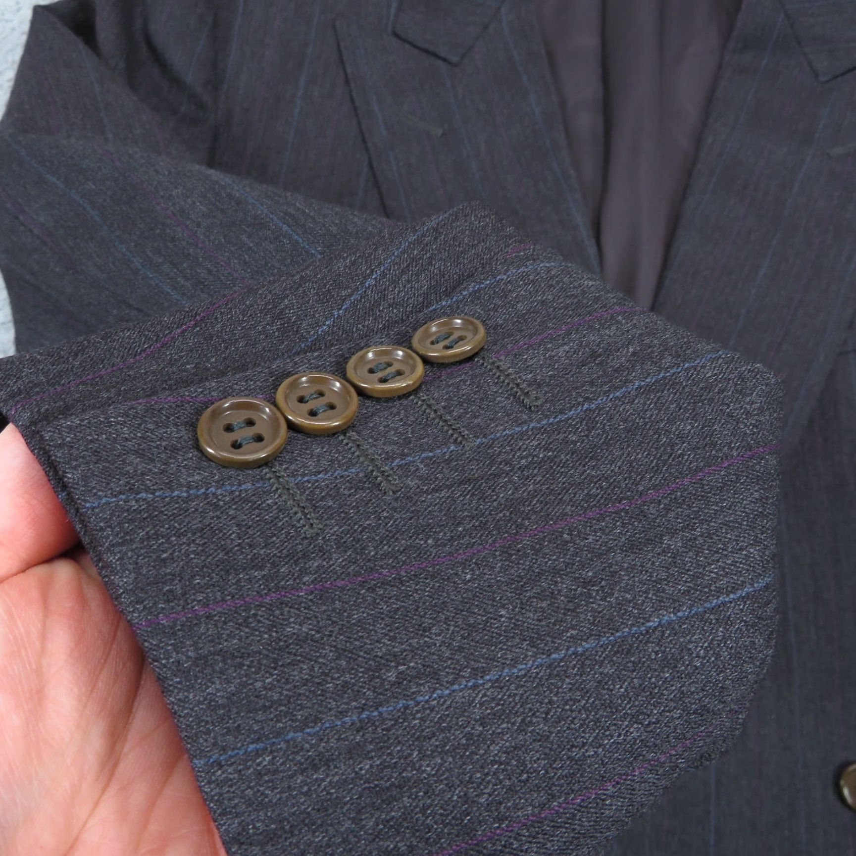 Canali VINTAGE Canali Milano Jacket 44R Charcoal Double-Breasted Wool Pinstripe Blazer Coat Men Size 44R - 2 Thumbnail