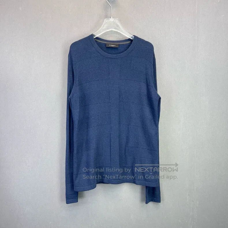 Givenchy Givenchy L / Gray Blue Knit Plaid Crew Neck Long Sleeve Sw Size US L / EU 52-54 / 3 - 1 Thumbnail