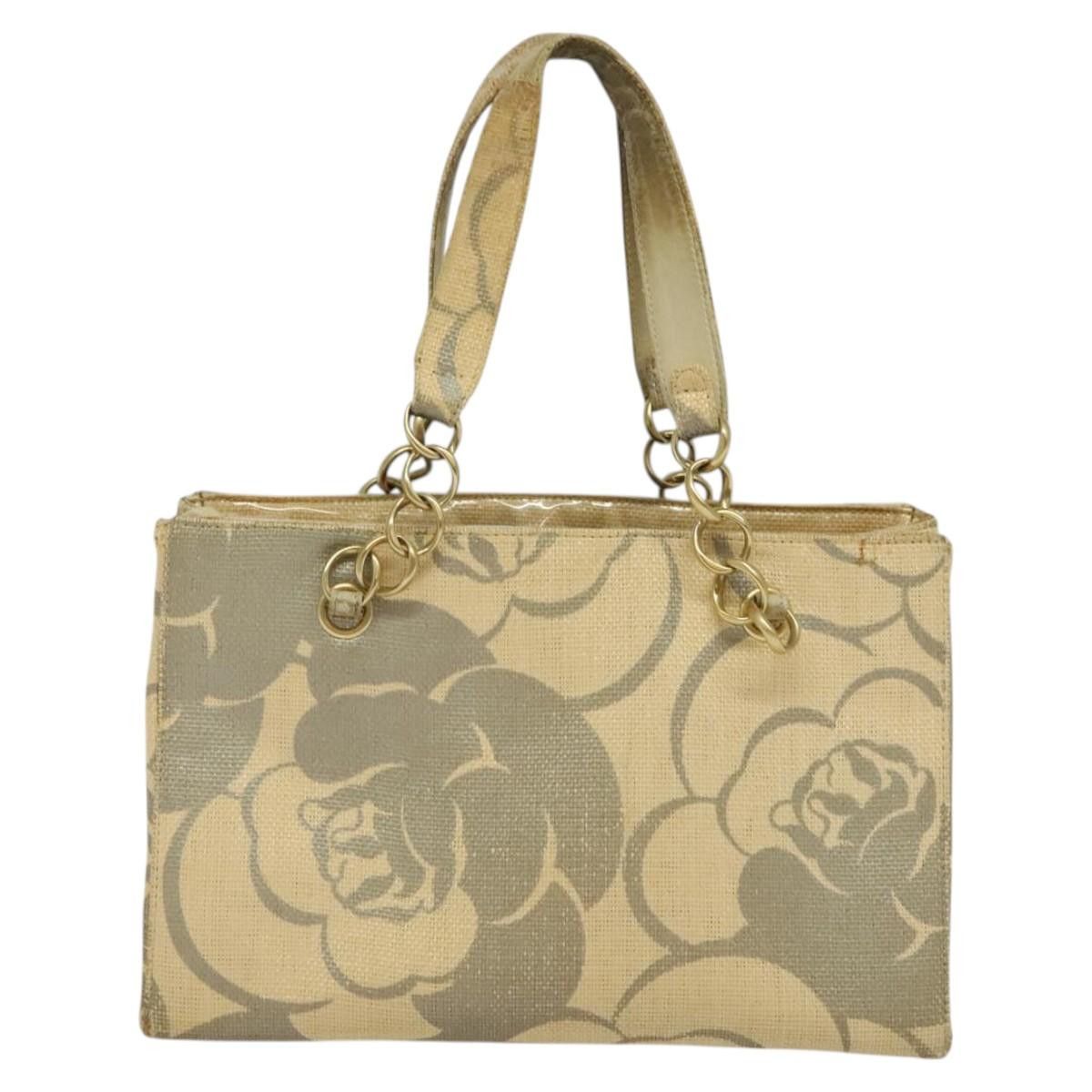 Chanel CHANEL Camelia Chain Tote Bag Straw Beige CC Size ONE SIZE - 3 Thumbnail