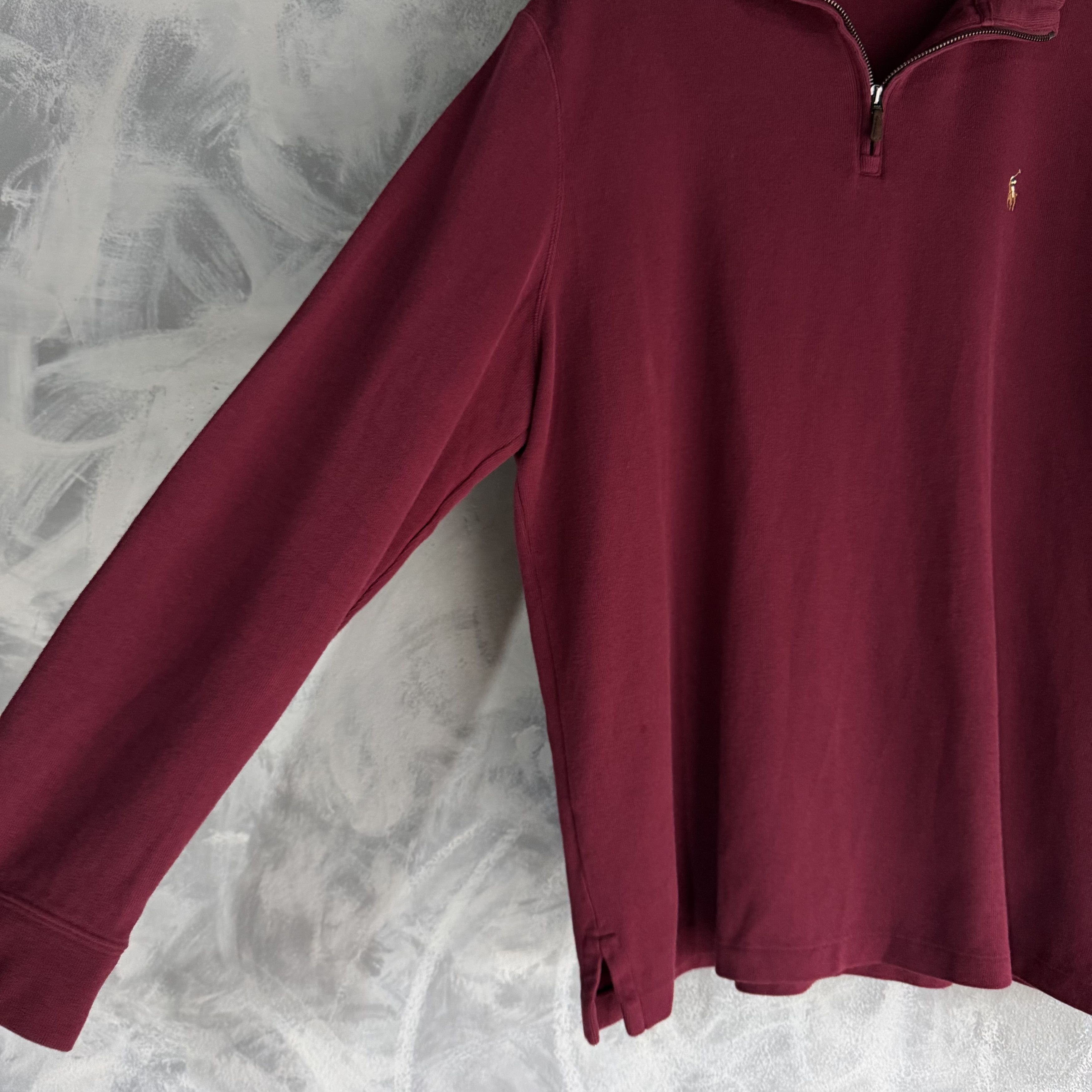 Polo Ralph Lauren Polo Ralph Lauren Sweater Mens XL Dark Red Burgundy 1/4 Zip Size US XL / EU 56 / 4 - 3 Thumbnail